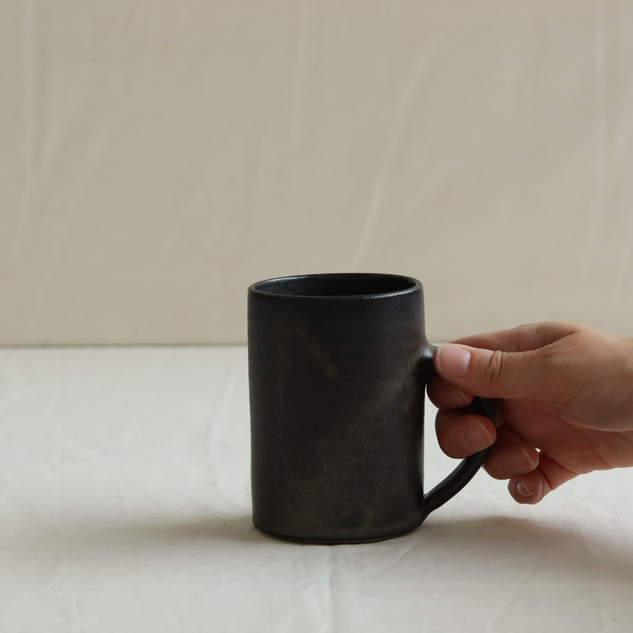 Tall Mug in Charcoal, Flecked Stoneware-3.jpg