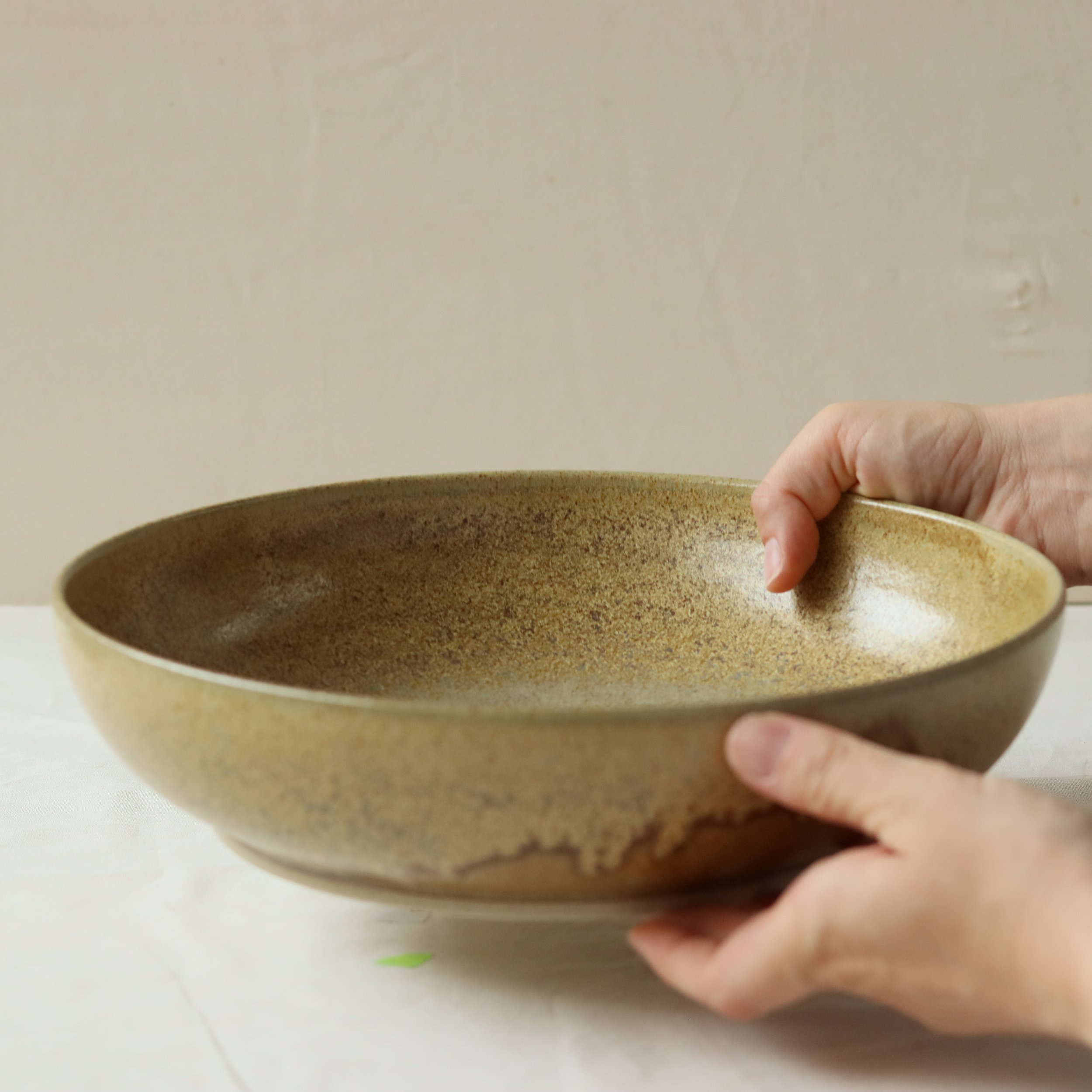 Serving Bowl in Ochre, Flecked Stoneware-01.jpg