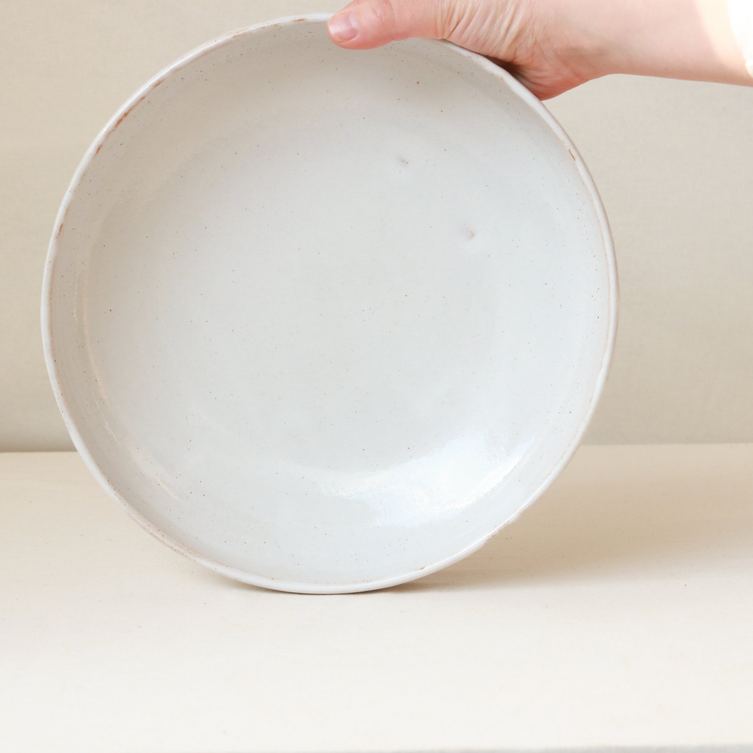 Serving Bowl in Speckled White, Flecked Stoneware-2.jpg