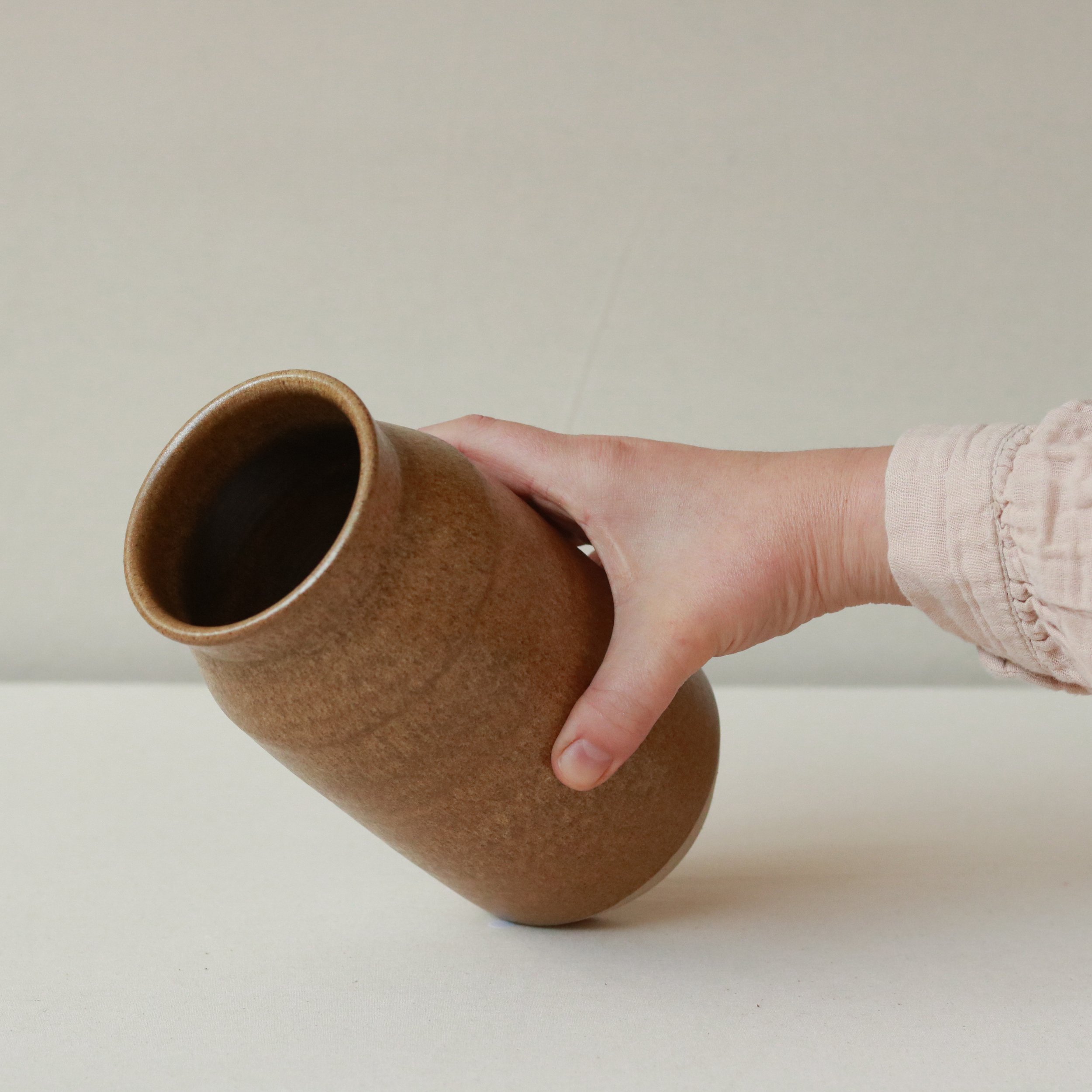 Flask Vase in Ochre, Fleck Stoneware-5.jpg