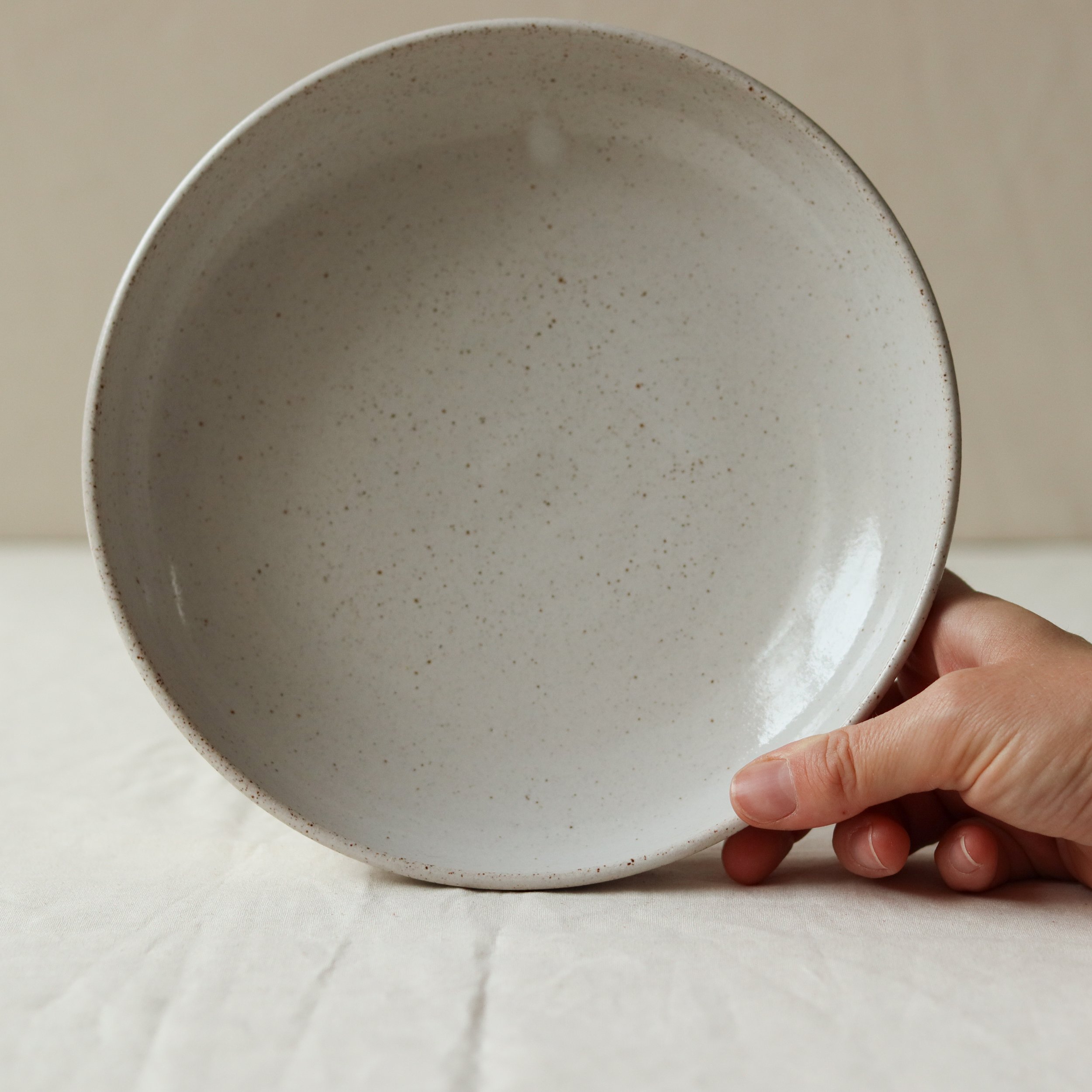 Dinner Bowl in Speckled White, Flecked Stoneware-1.jpg