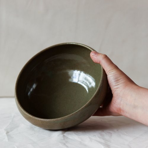 Ramen Bowl in Olive, Flecked Stoneware.jpeg
