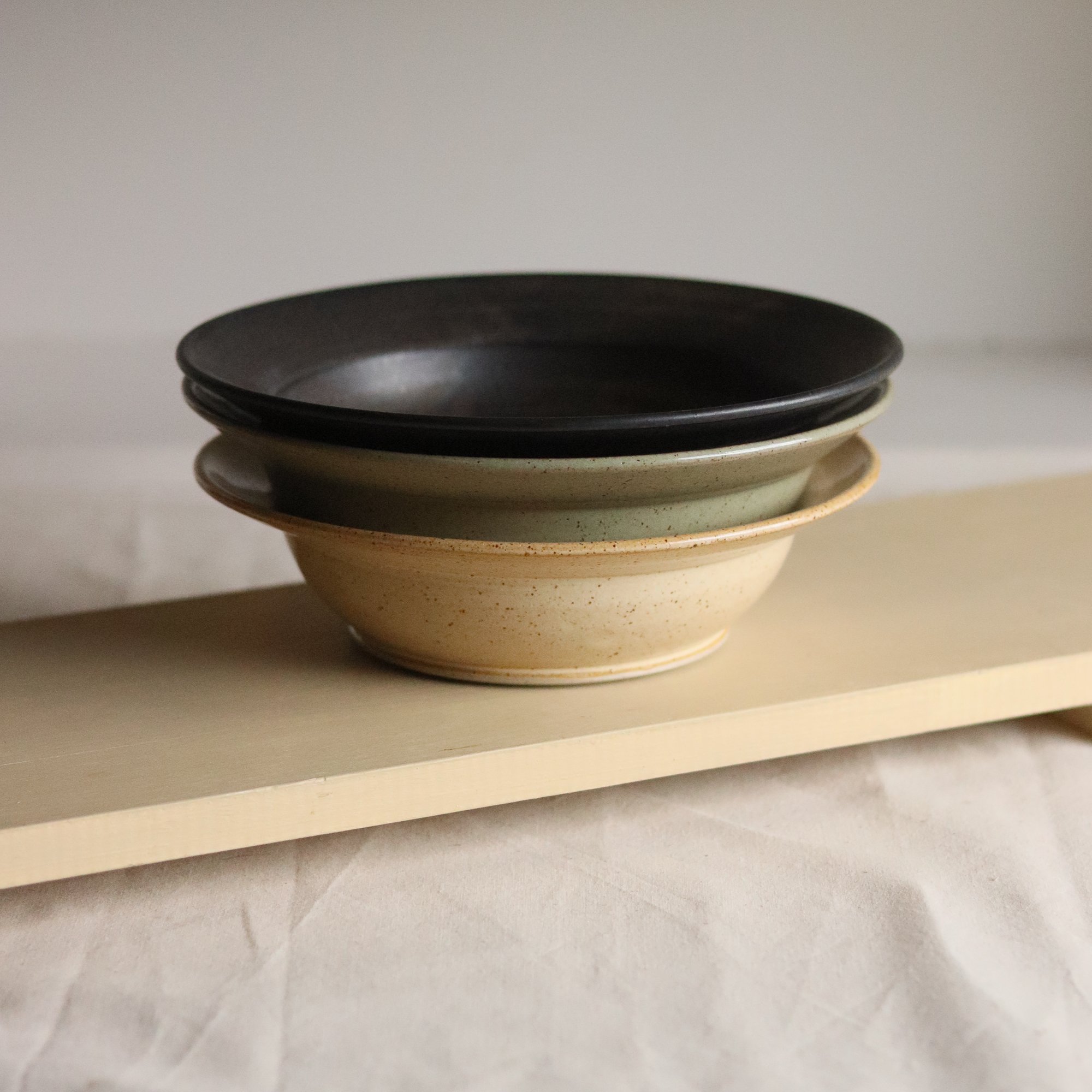 Dinner Bowls in Sand, Olive and Charcoal