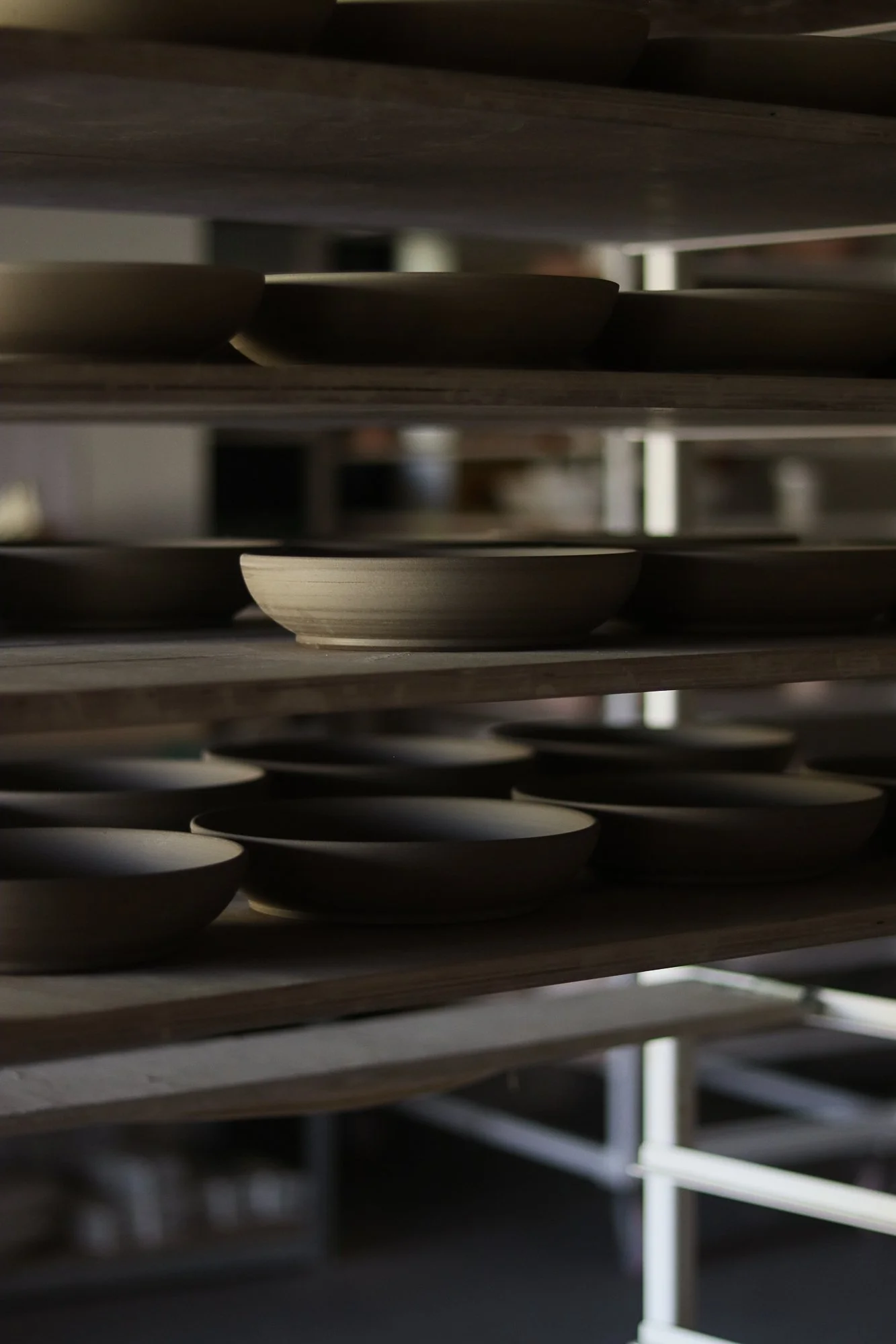 Dinner Bowls drying before being fired
