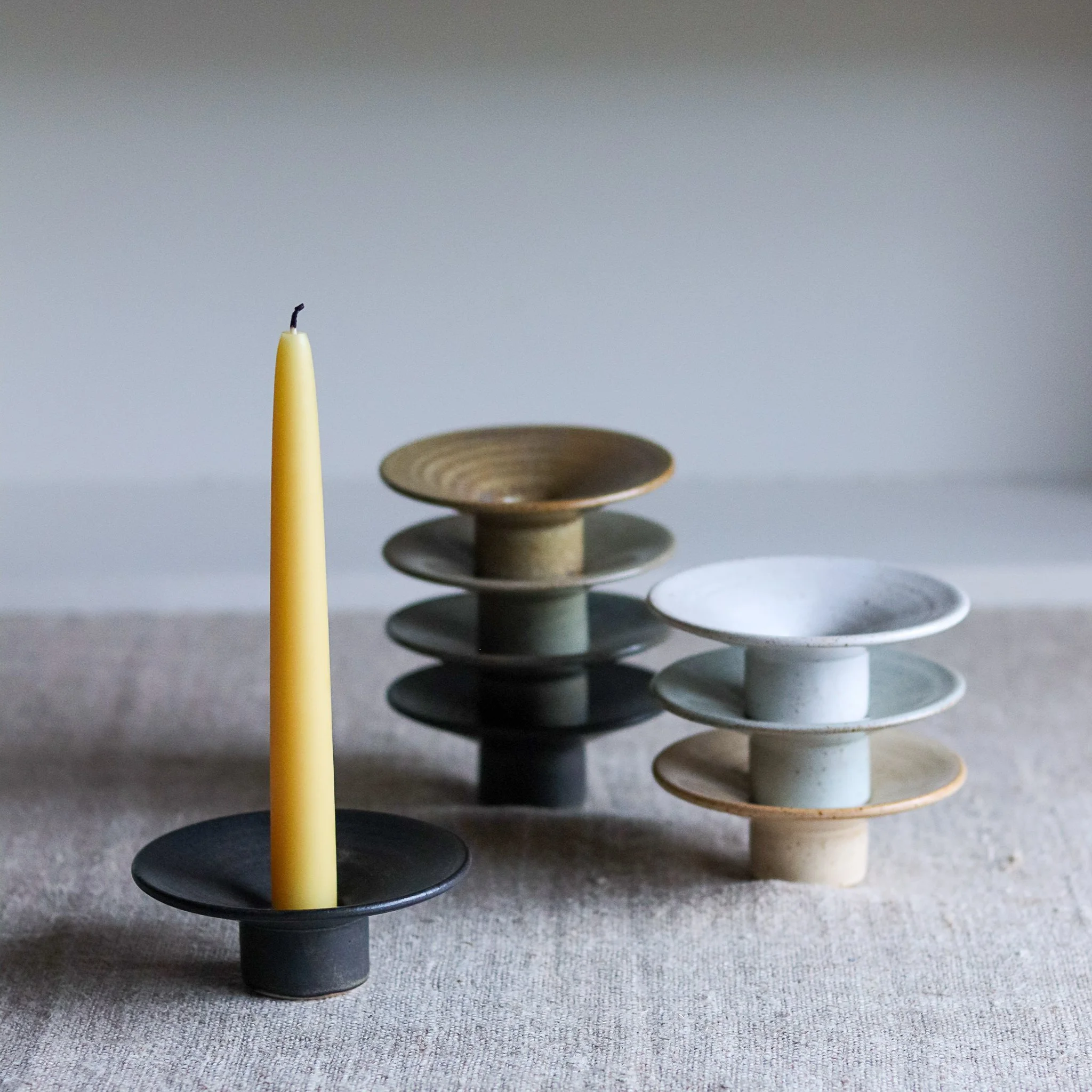 Stoneware candle holder made by Pottery West