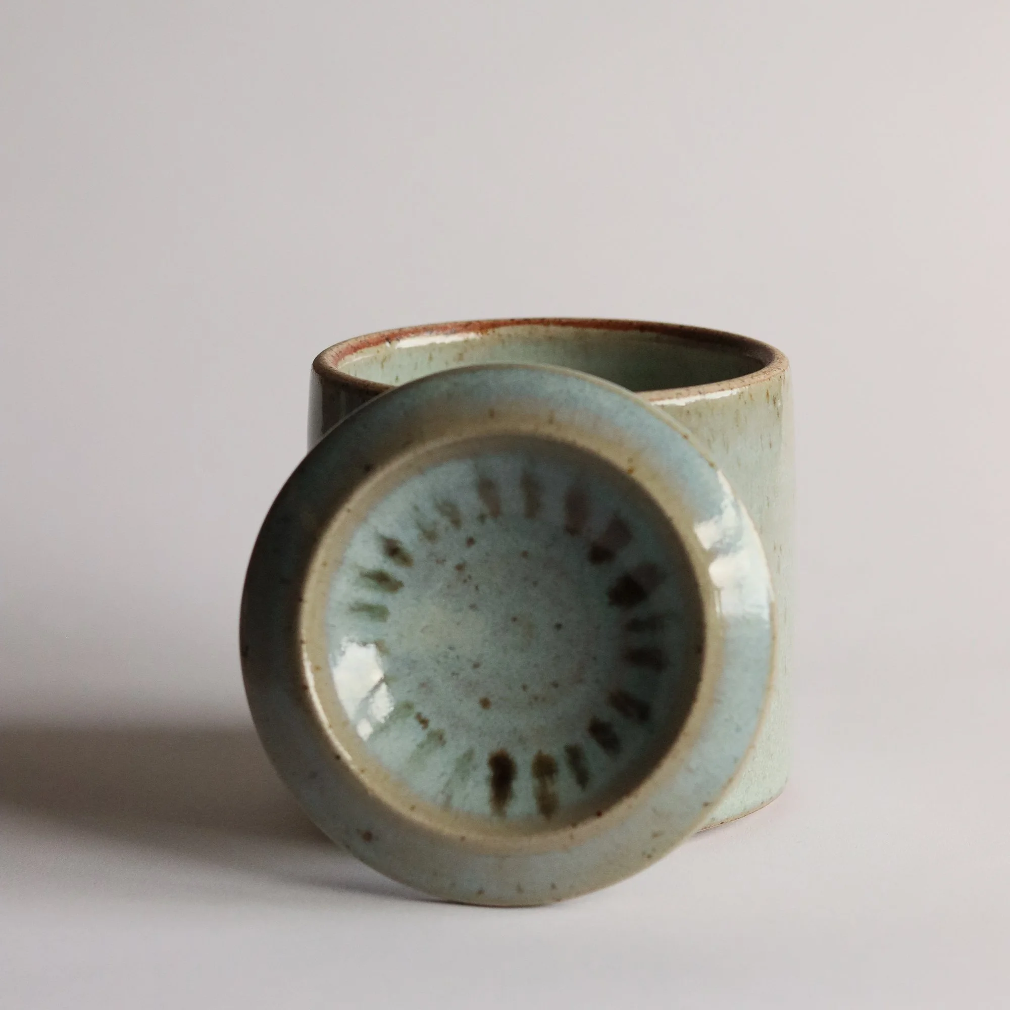 Essential Oil Burner in Pale Blue Chun with Iron Brushwork