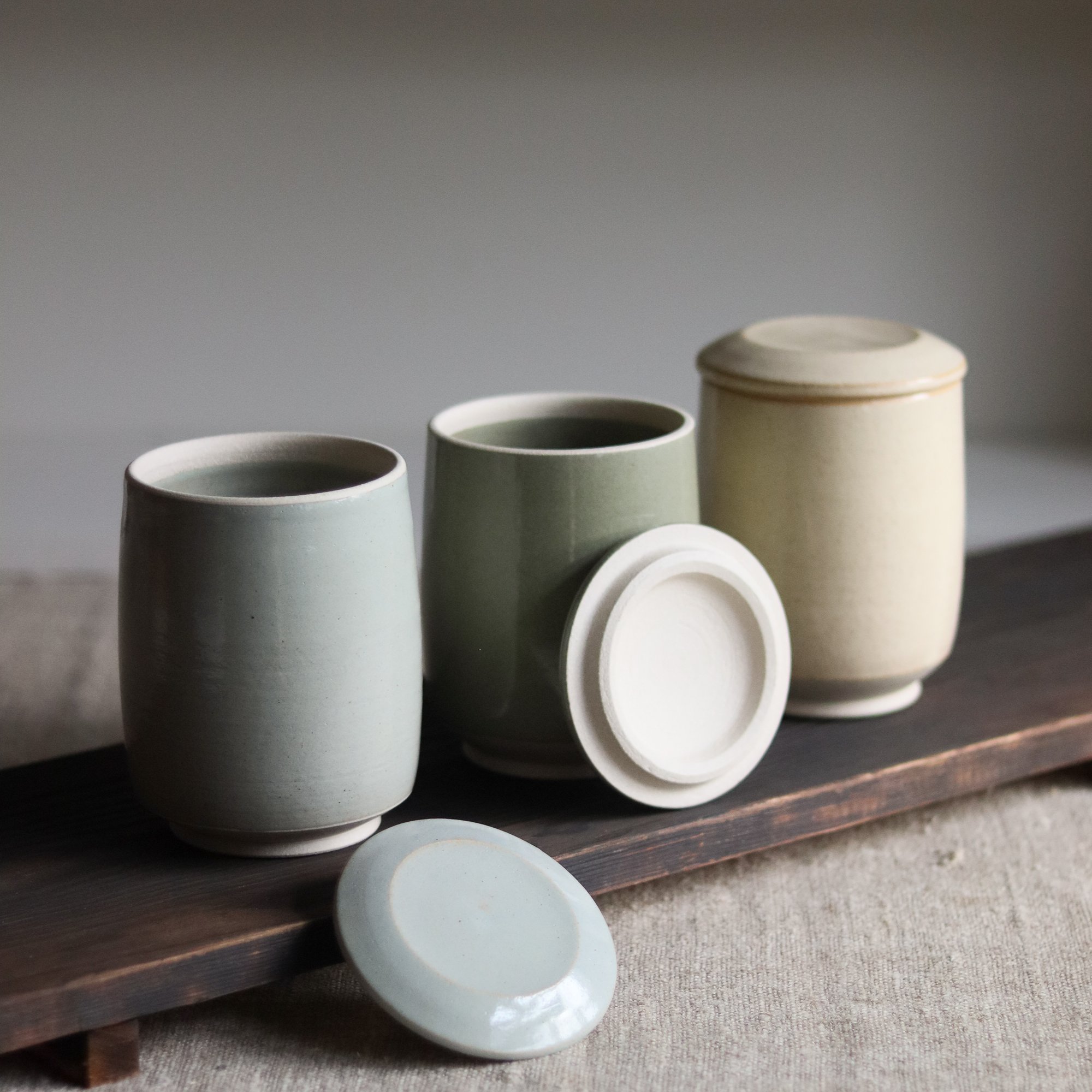 Stoneware storage sourdough jars handmade in Yorkshire by Pottery West