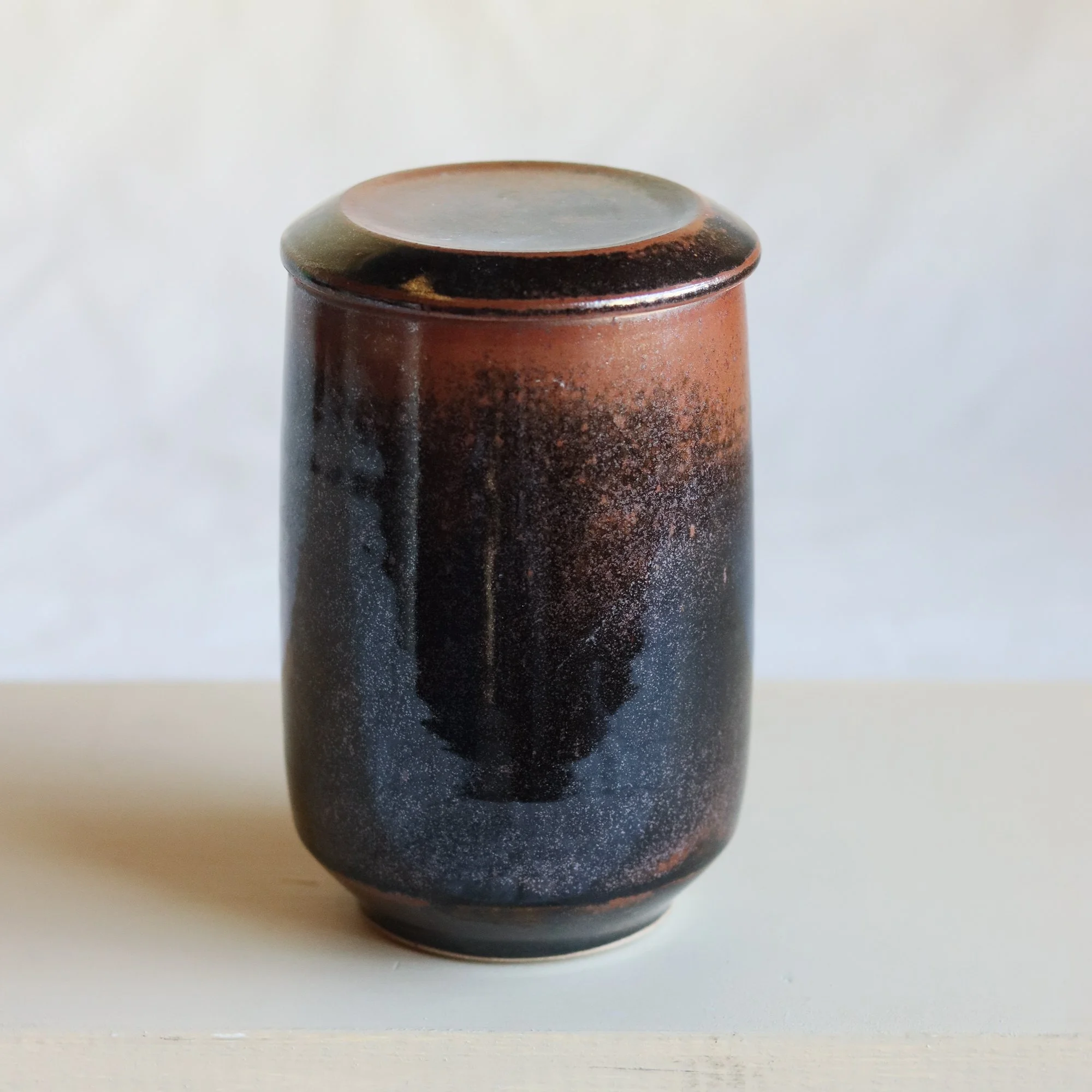 Tall Sourdough Jar in Tenmoku with Lid