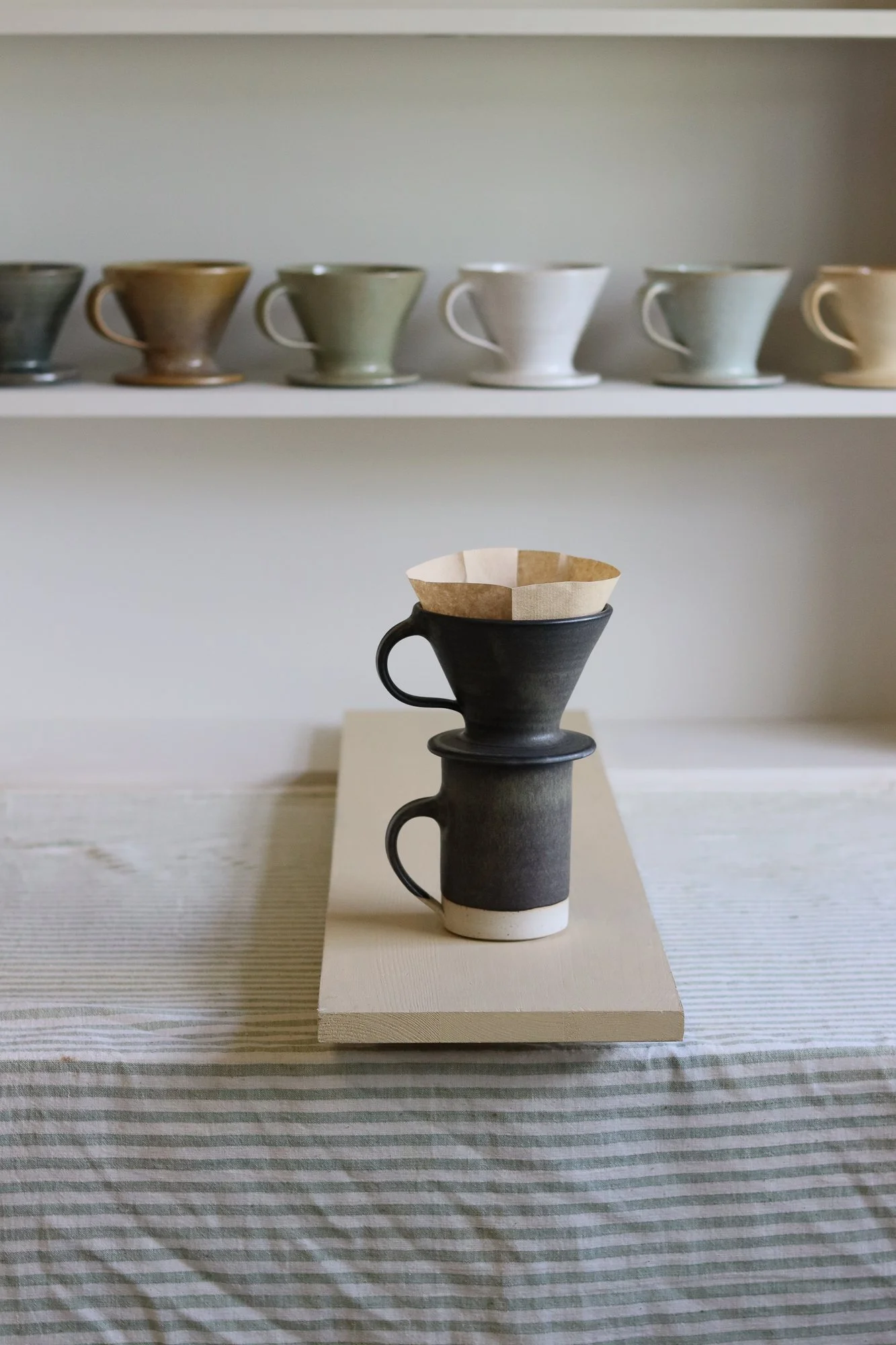 Stoneware coffee pour over in black
