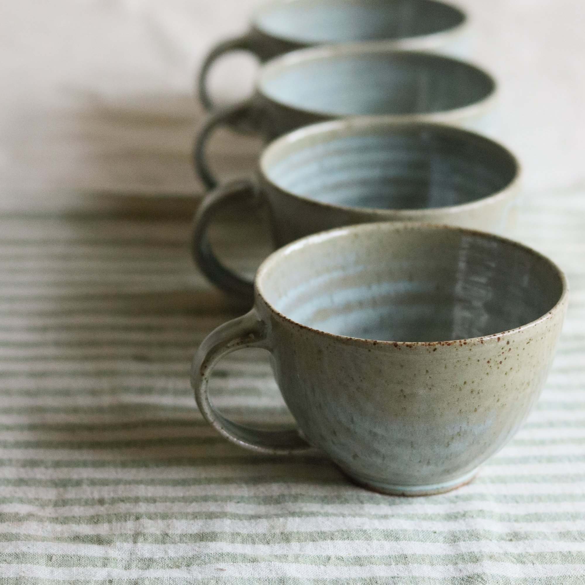 Reduction fired curved mug, perfect for hot chocolate