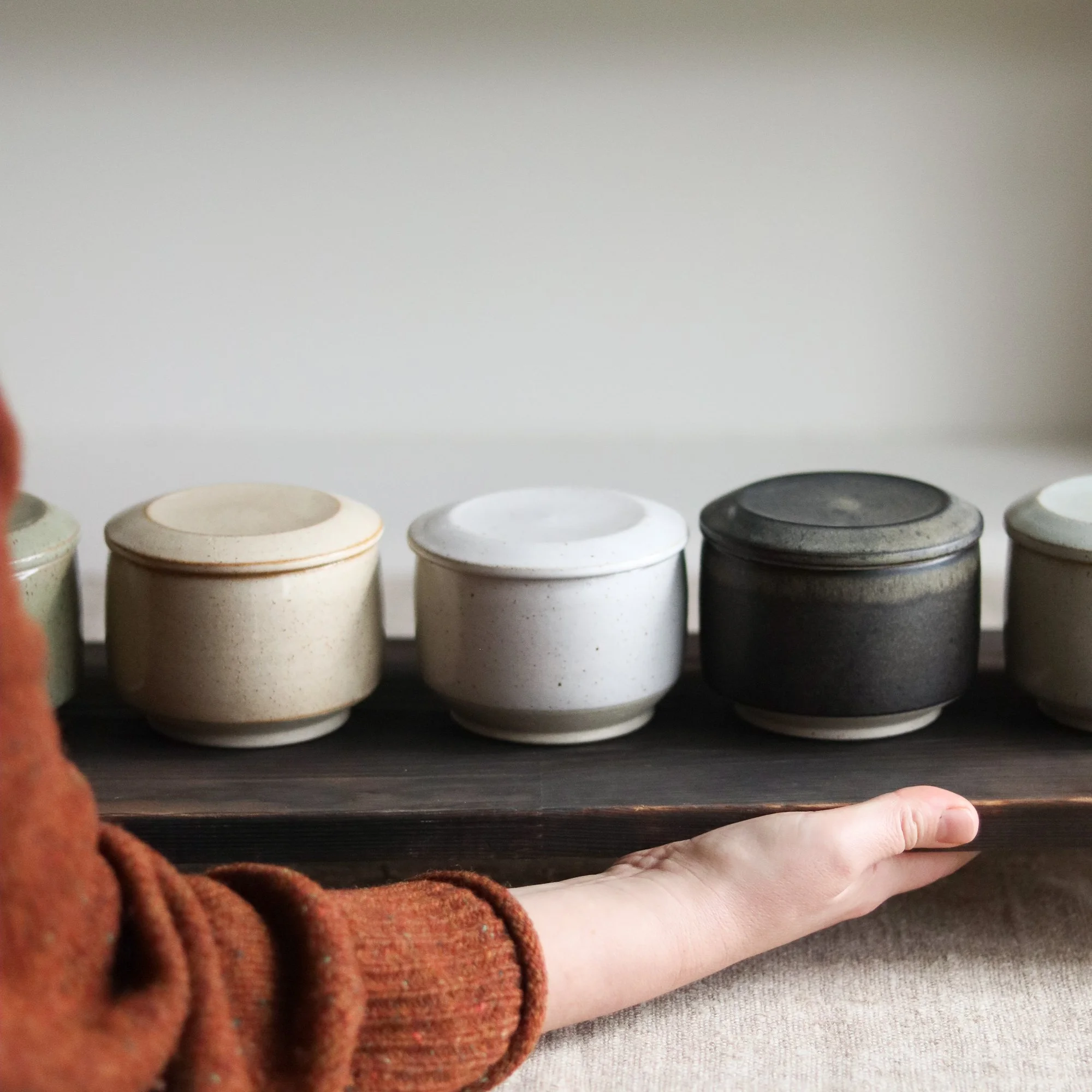 Stoneware storage sourdough jars handmade in Yorkshire by Pottery West