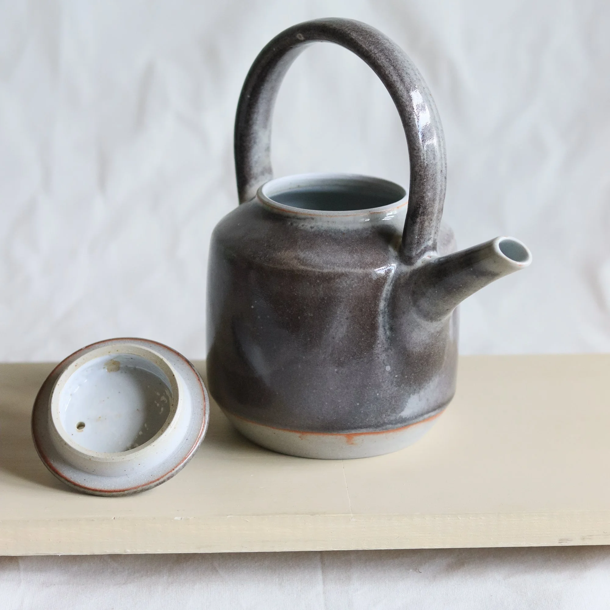 Grey shino glazed teapot