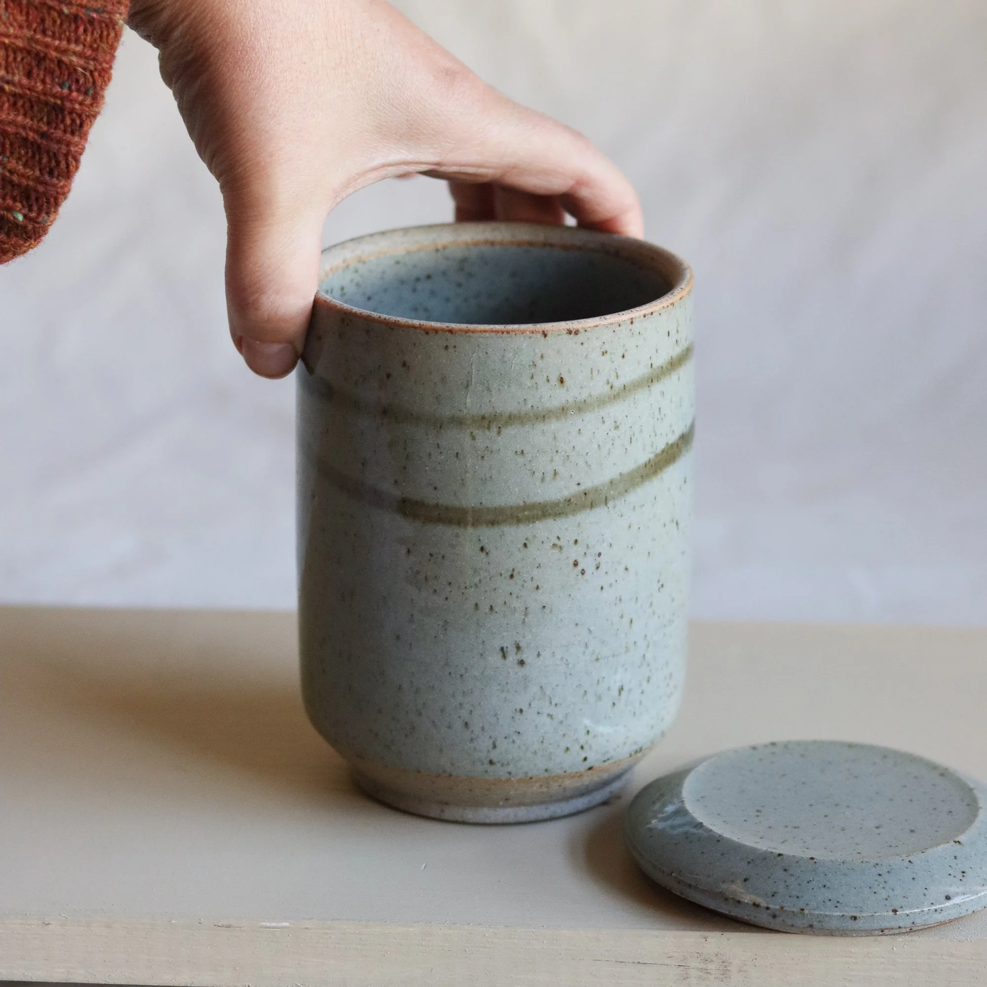 Tall Lidded Jar in Celadon and Iron-2.jpg