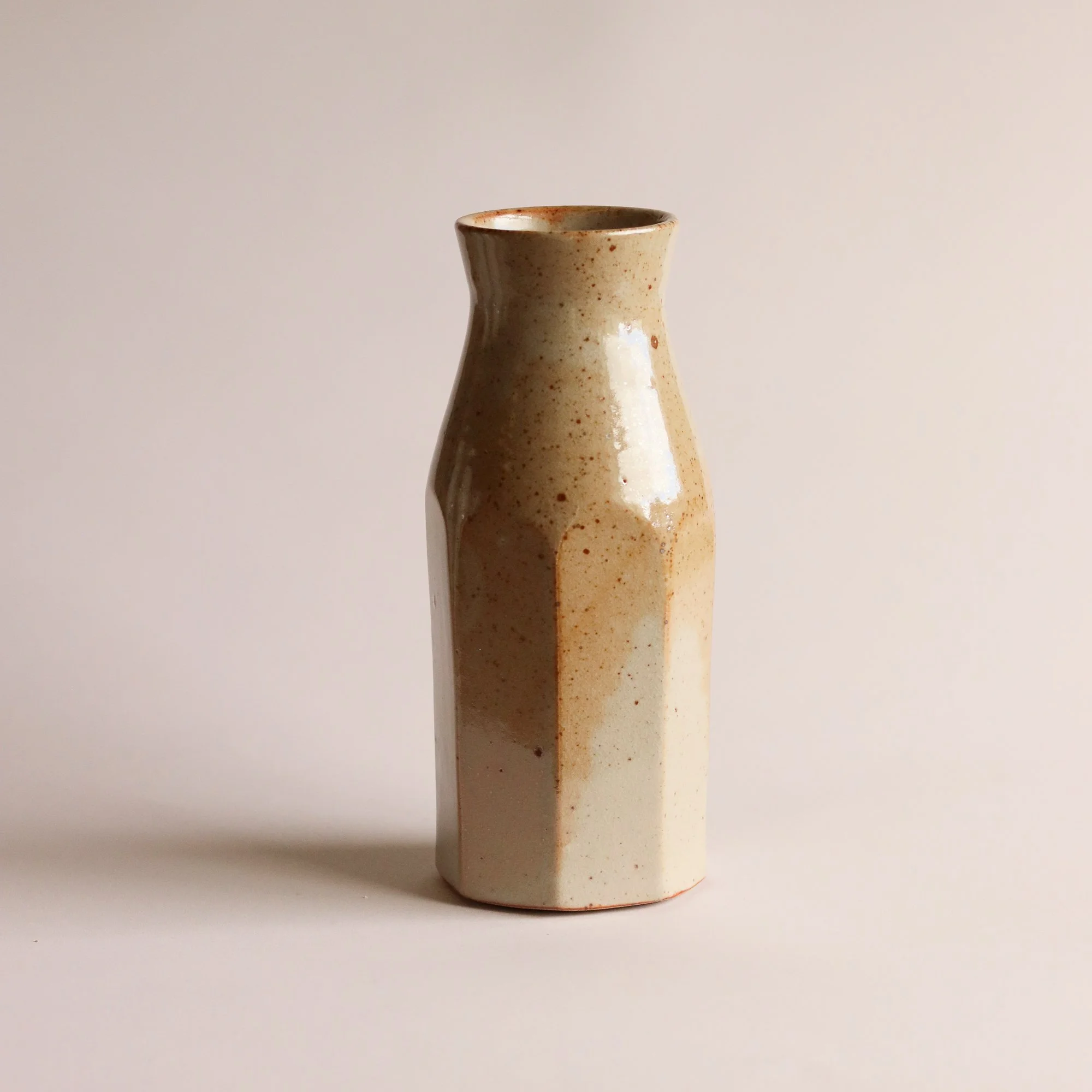 Faceted Bottle Vase in Shino