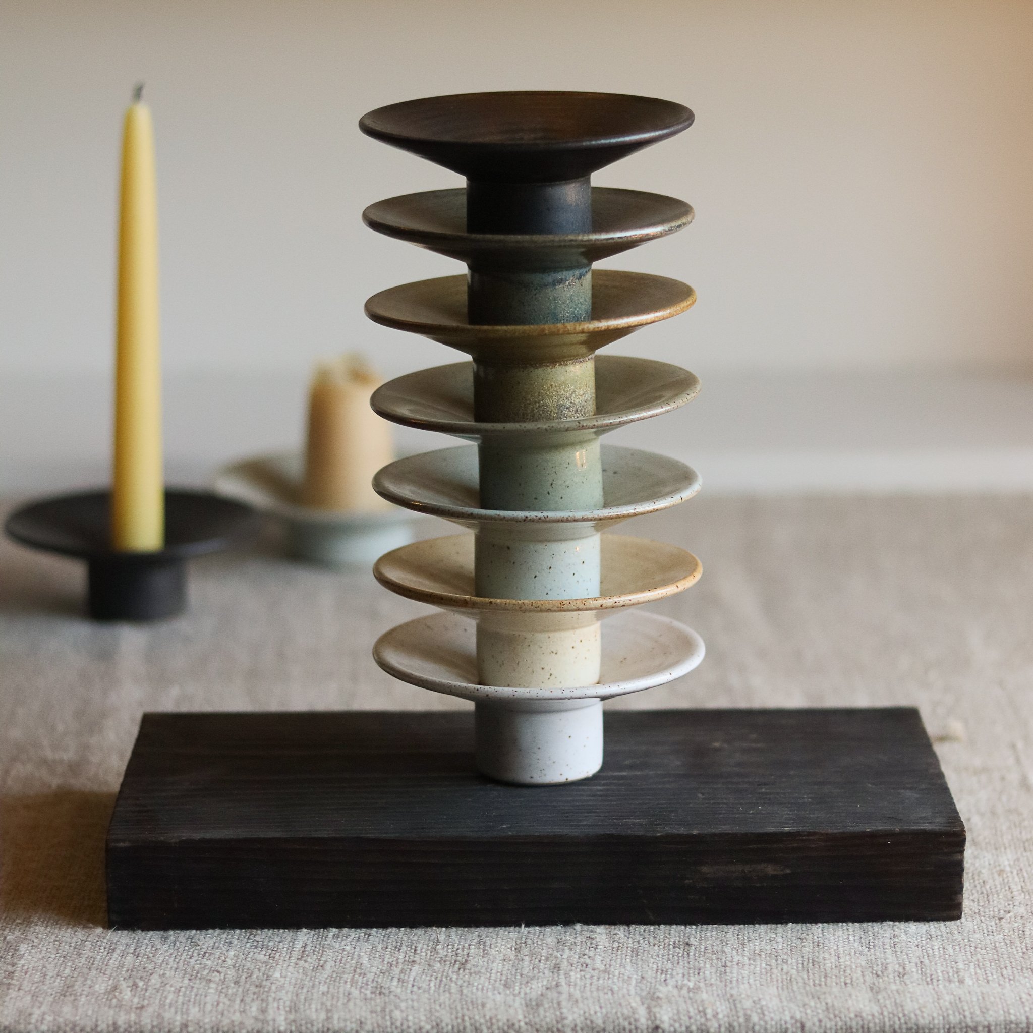 Stoneware candle holder made by Pottery West