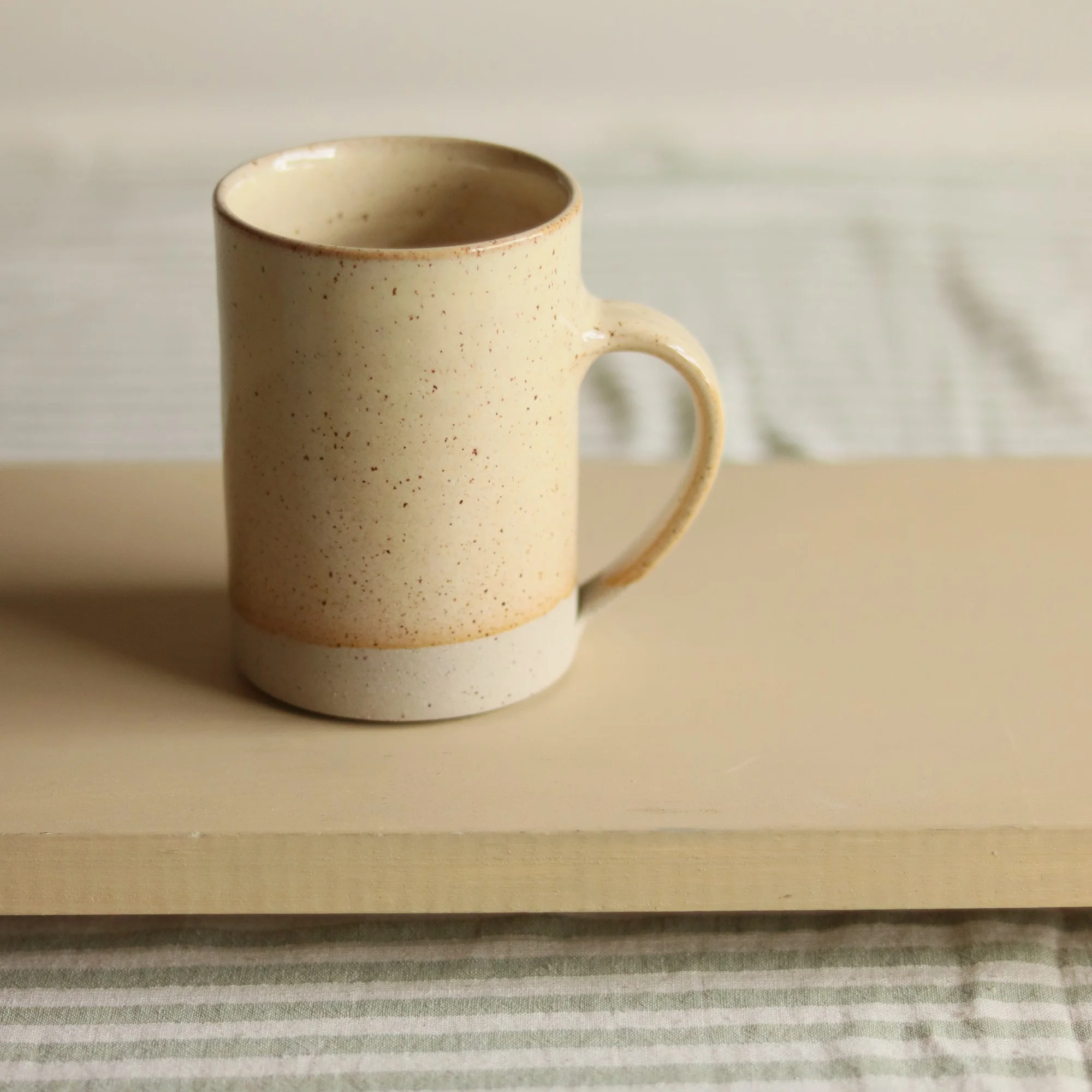 Tall Mug, Flecked Stoneware, Dipped