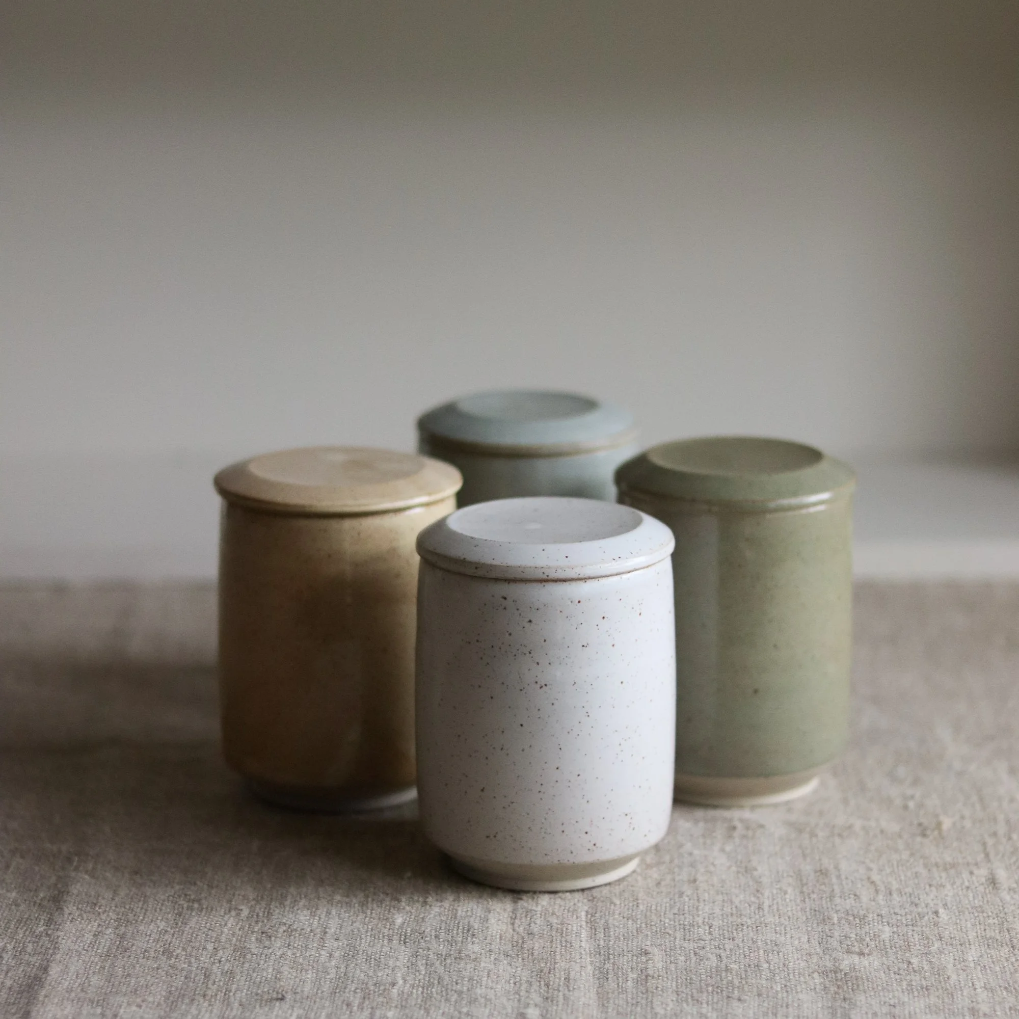 Tall Lidded Jar, Flecked Stoneware.jpg