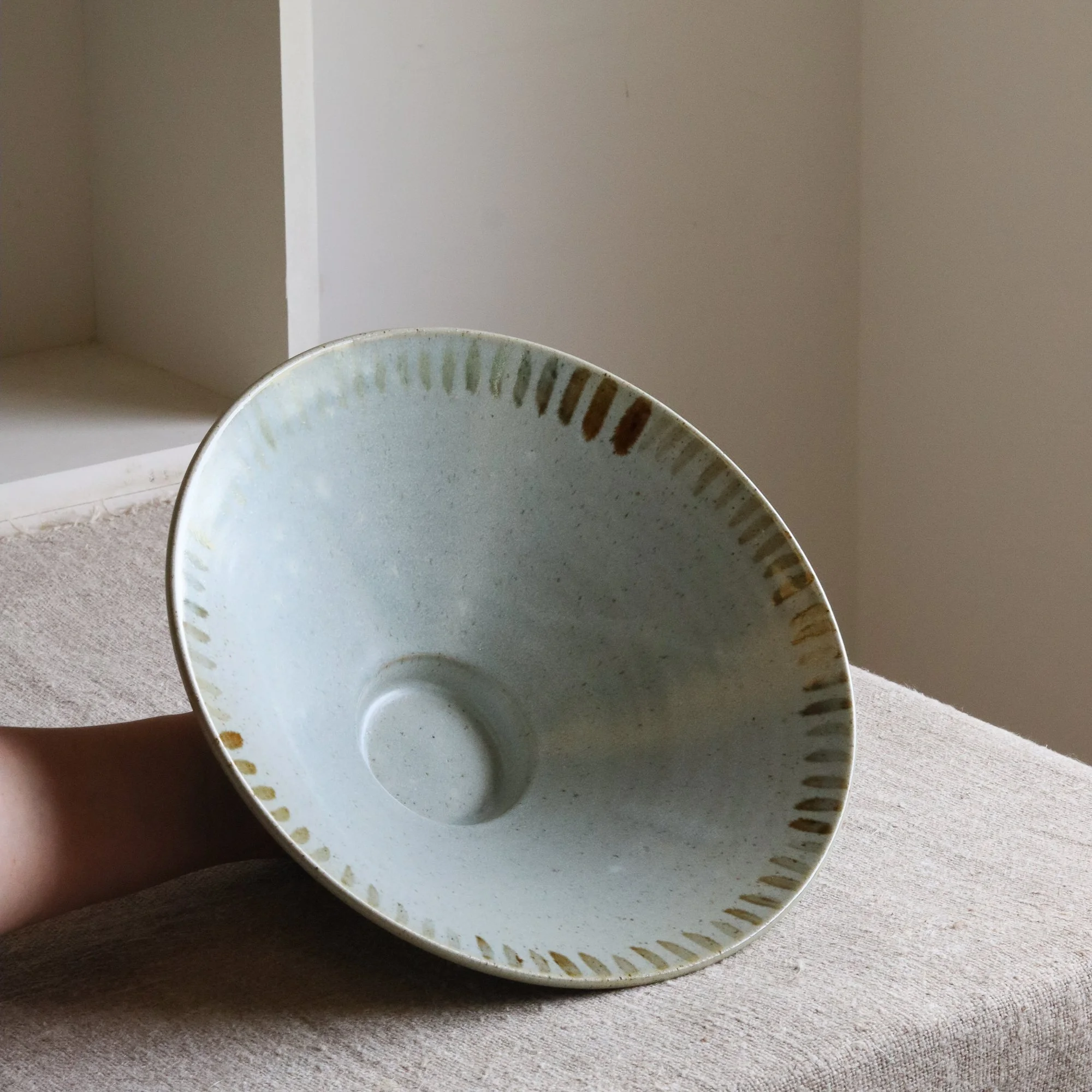 Autumnus Vase Bowl in Pale Blue Chun and Iron Brushwork