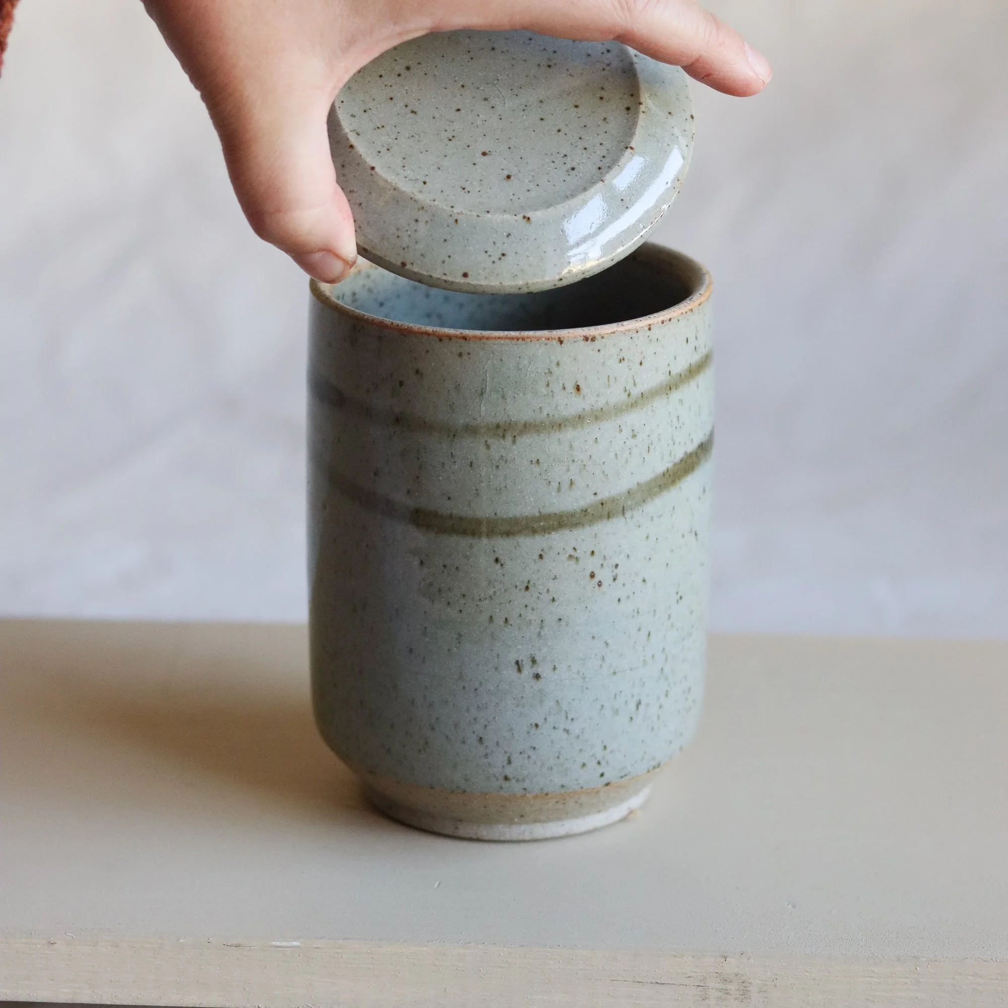 Tall Lidded Jar in Celadon and Iron-1.jpg