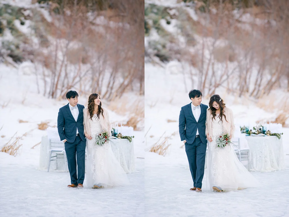 winter engagement photo at mountain high