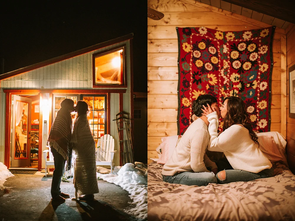 winter engagement photo at mountain high
