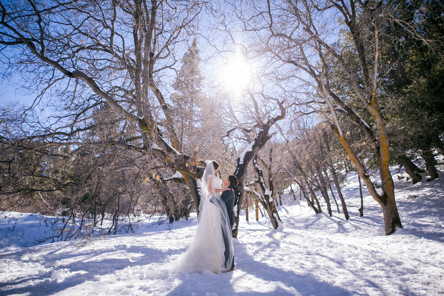 winter engagement photo at mountain high