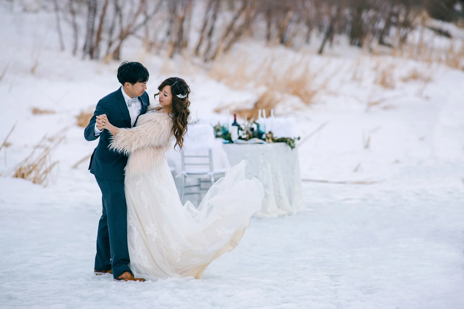winter engagement photo at mountain high