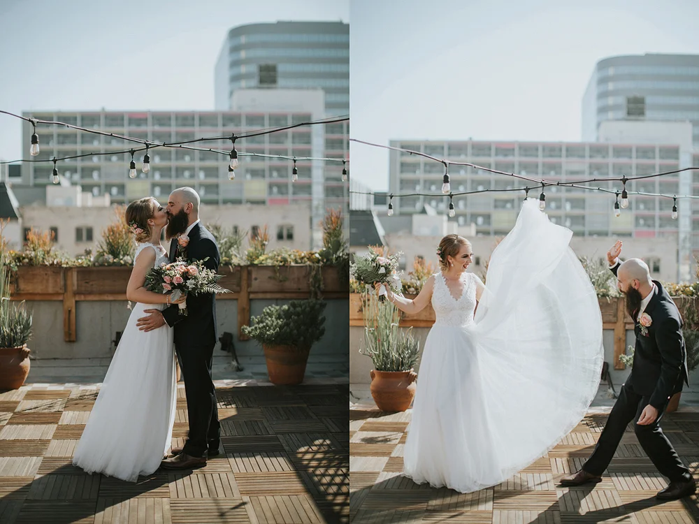 The Daily Dose cafe in Downtown Los Angeles Wedding Photo