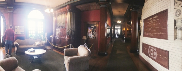 Another view of the lobby from the backside of the fireplace.