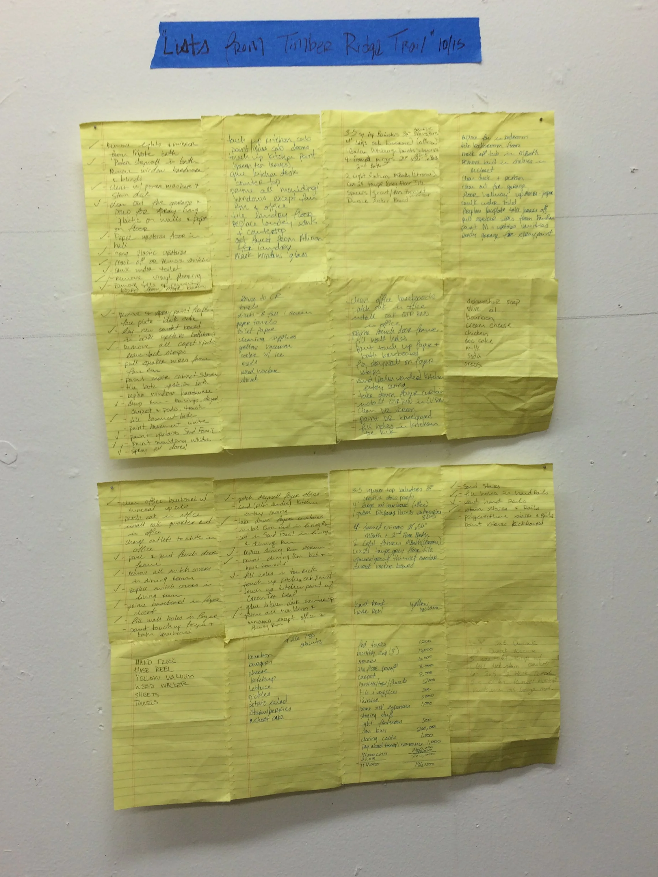 Lists from Timber Ridge Trail Renovation