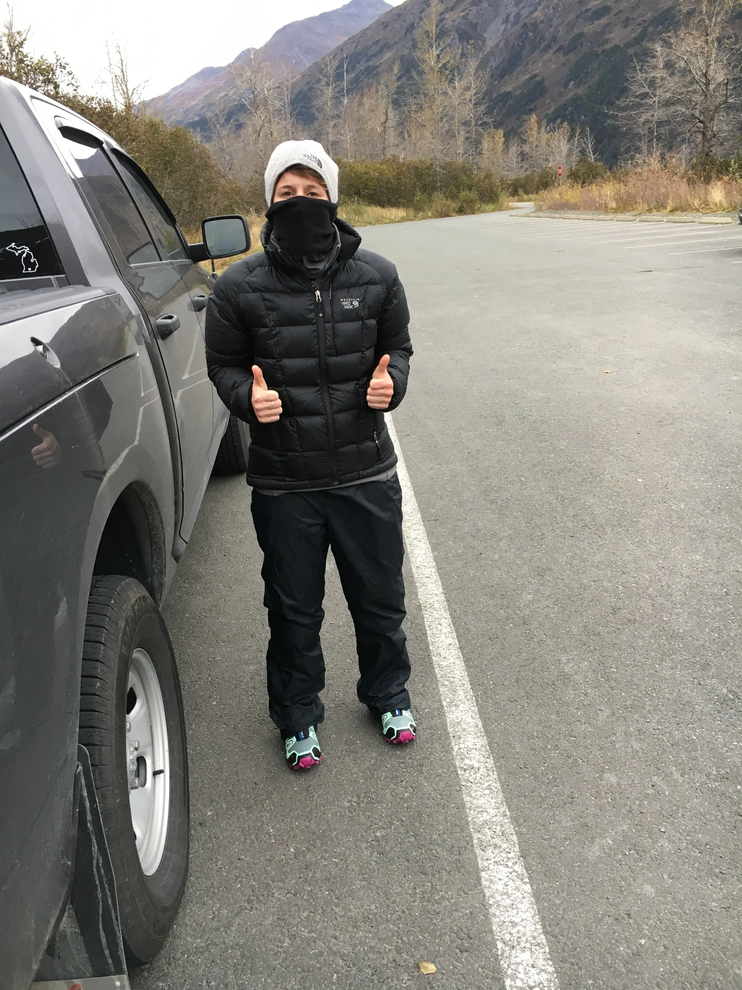 Bundled and warm! (it's 45 degrees)