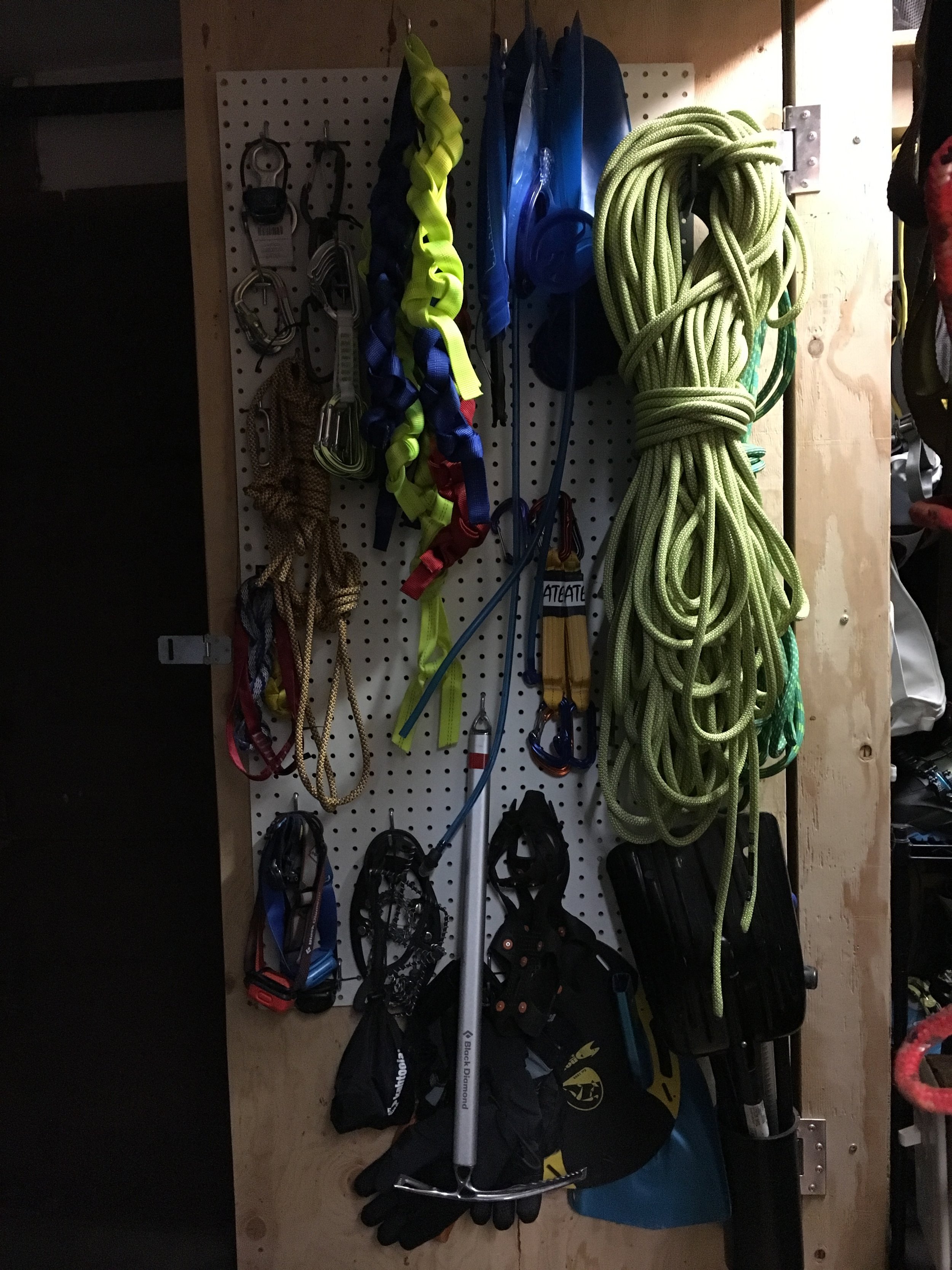 My personal gear storage wall