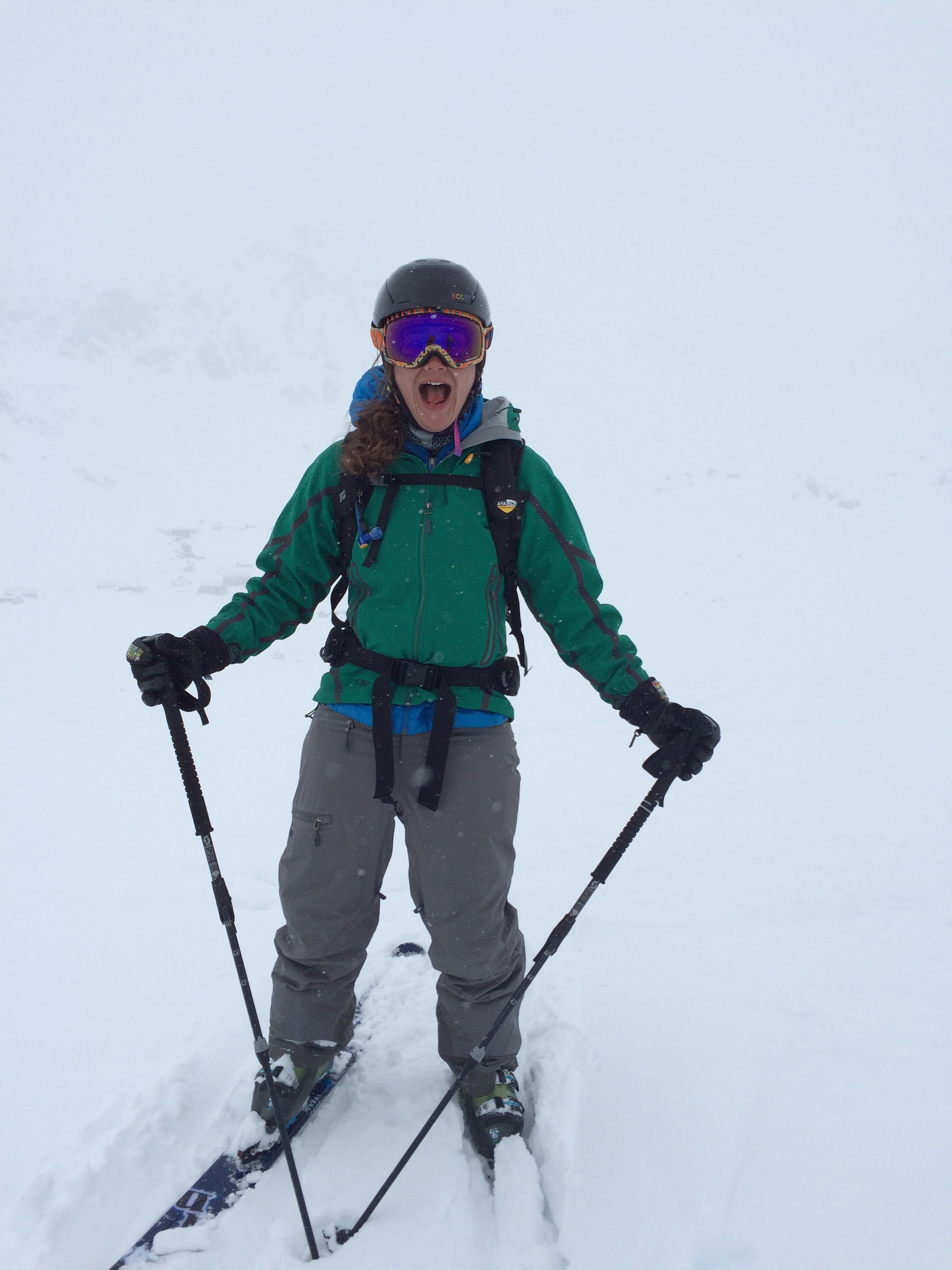 Stoked Knowing my head has an extra advantage in a fall. Ok, maybe I am more stoked for the fresh pow. 