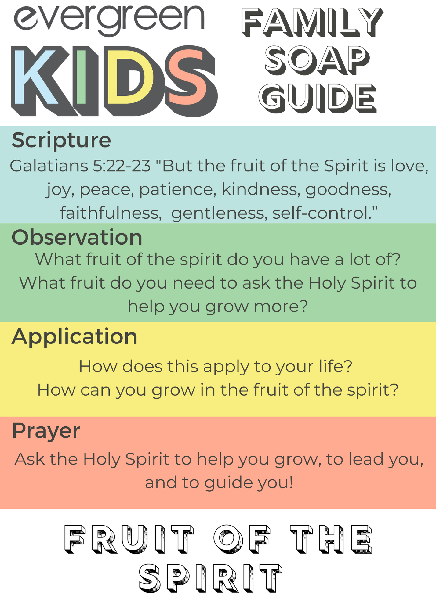 FRUIT OF THE SPIRIT - Lesson 24 — evergreenchurch Throughout Fruits Of The Spirit Worksheet