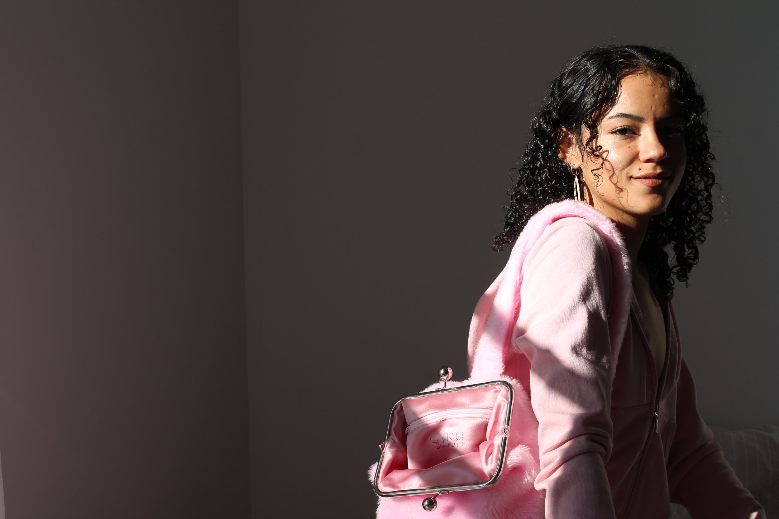 Pictured: PINK BUNNY. Photo by Malaika Astorga. Model: Sahara Baldwin
