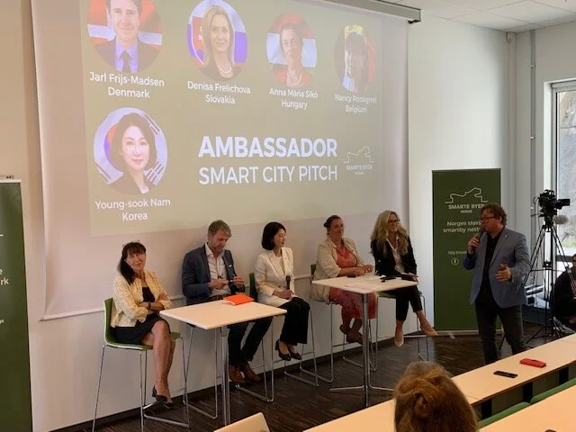 From left: Ambassadors from Belgium Nancy Rossignol, Denmark Jarl Frijs-Madsen, Korea Young-sook Nam, Hungary Anna Mária Sikó and Slovakia Denisa Frelichová . Pitch ended with a debate lead by Marius.