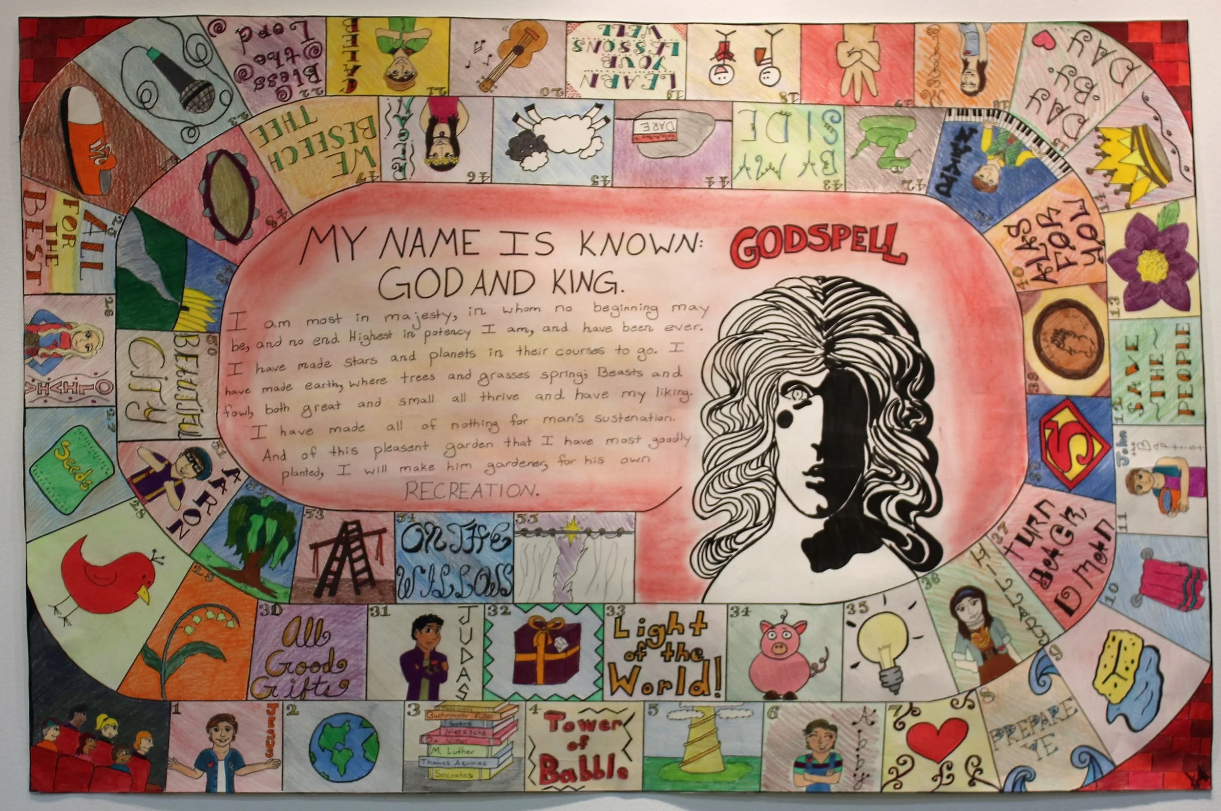   Godspell Game Board   In and Colored Pencil  May 2015    