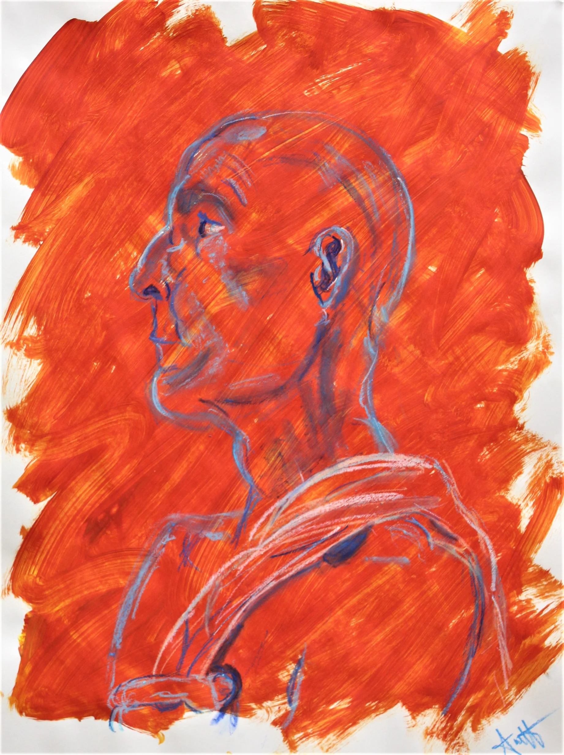   Profile   Acyrlic paint and Oil Pastel on Drawing paper  December 2016    