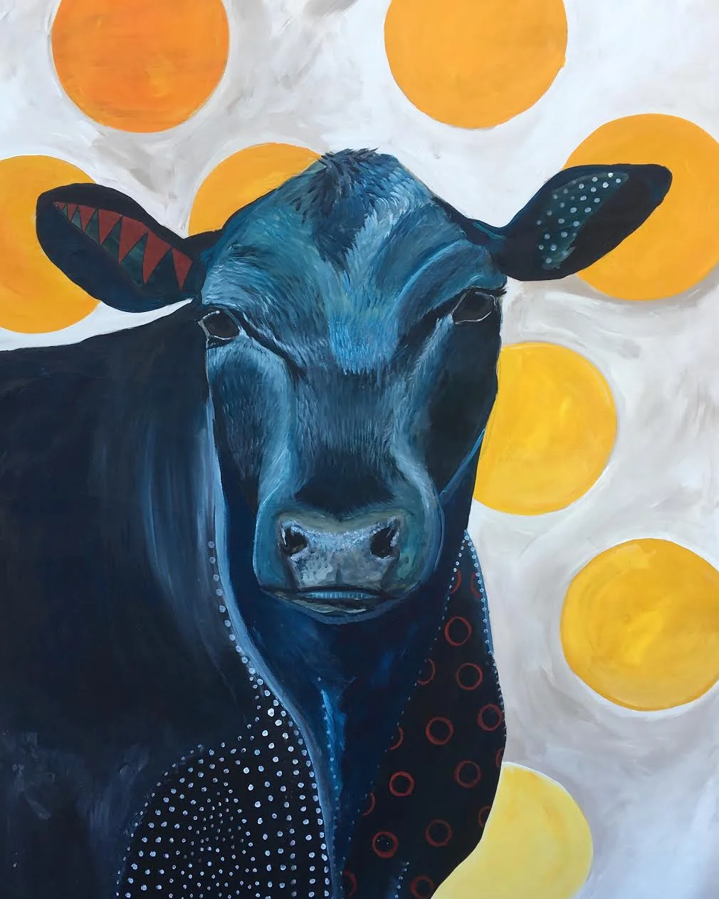 Blue Cow Yellow Dots 3' x 4'