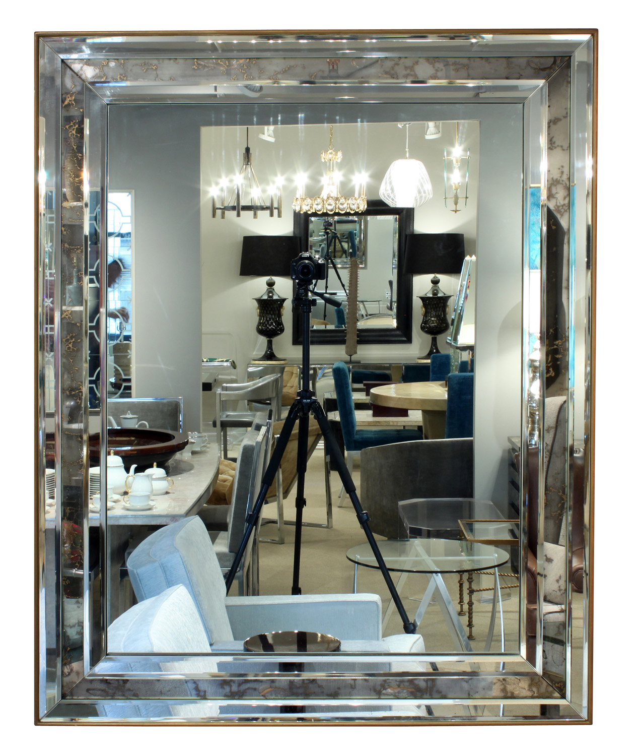 Stunning Large Antiqued Edge Beveled Mirror Sold Lobel