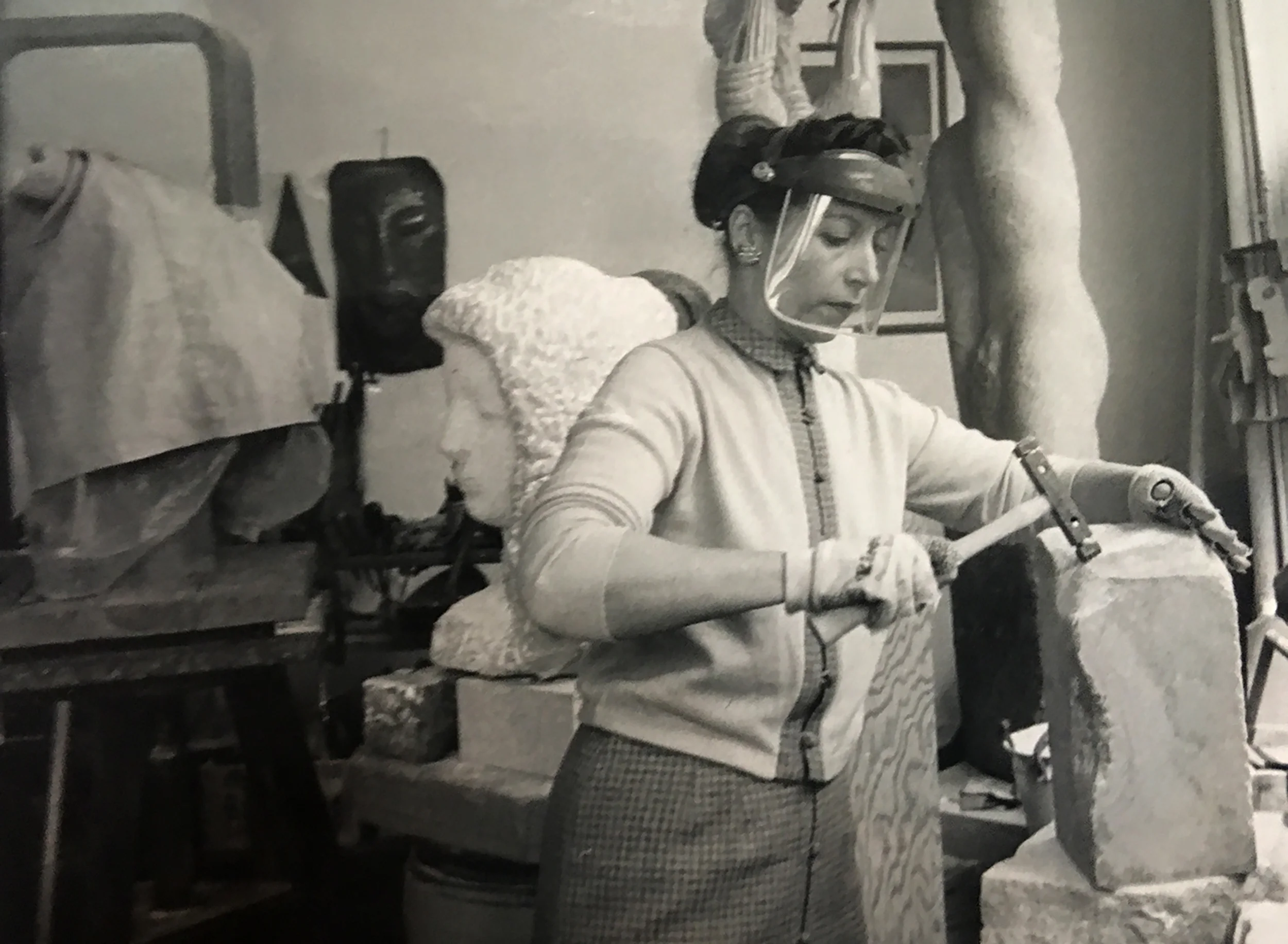 Naomi Feinberg sculpting in her studio