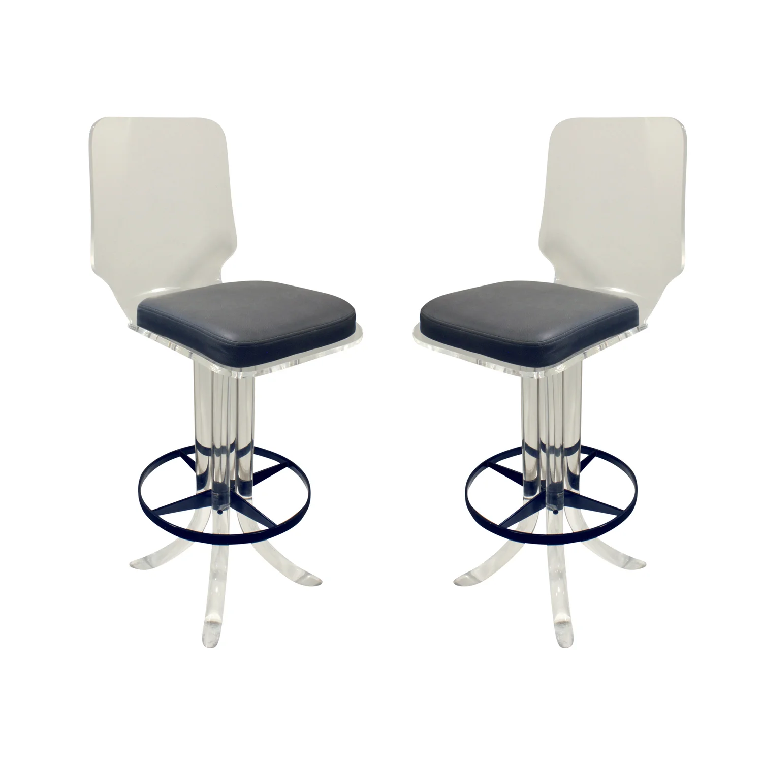 Pair Of Sculptural Lucite Swivel Stools 1970s Lobel Modern Nyc