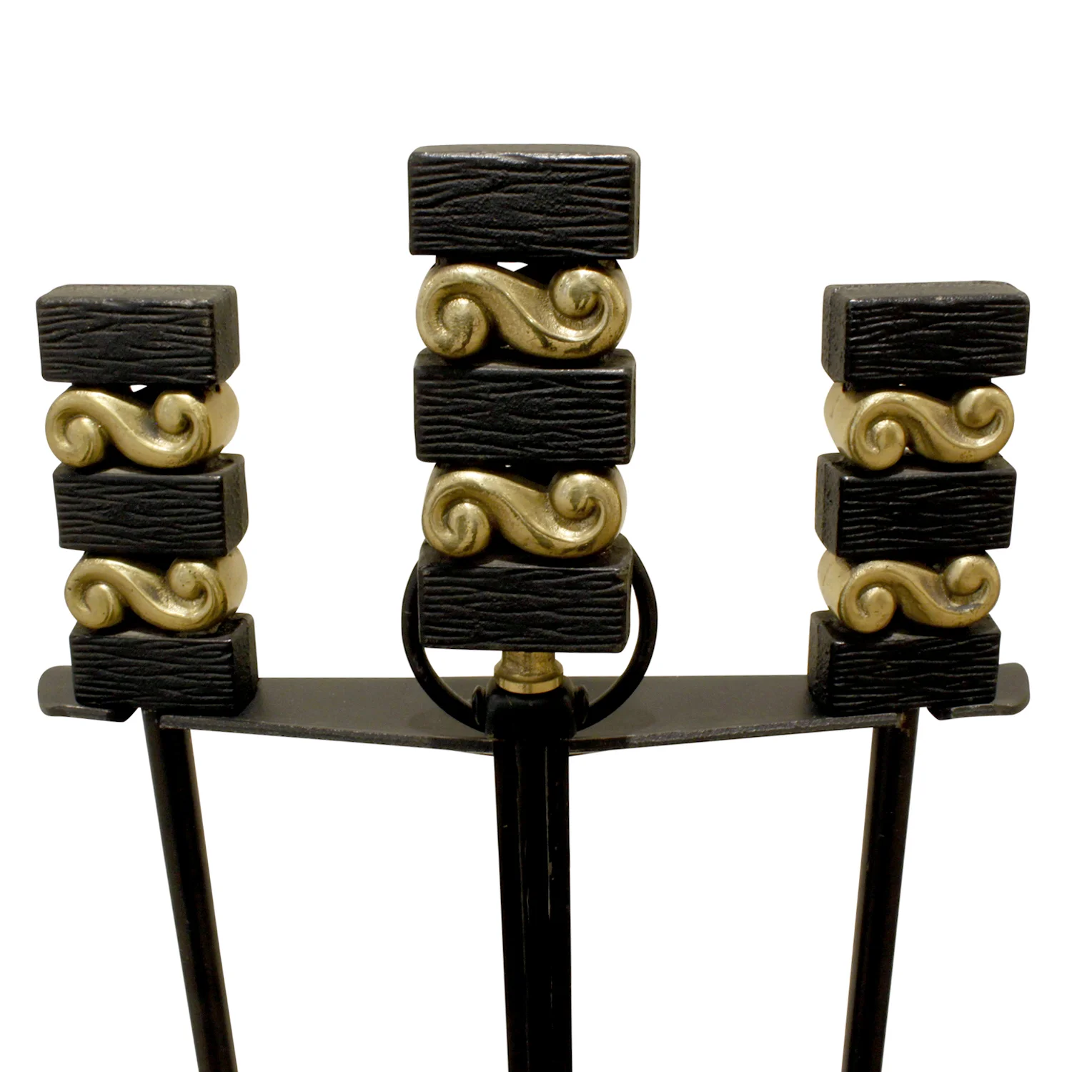 Donald Deskey Fireplace Tool Set And Andirons In Wrought Iron And