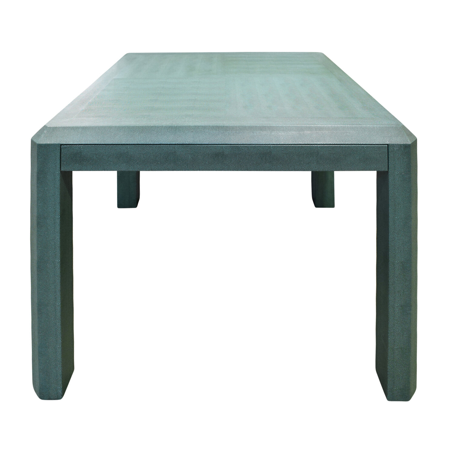Karl Springer Green Embossed Leather Glass Top Coffee Table Karl Springer Green Embossed Leather Glass Top Coffee Table
