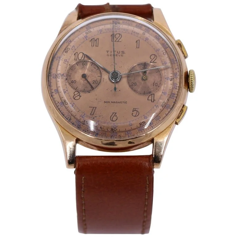 Vintage Titus Rose Gold Chronograph Watch — Benchmark of Palm Beach