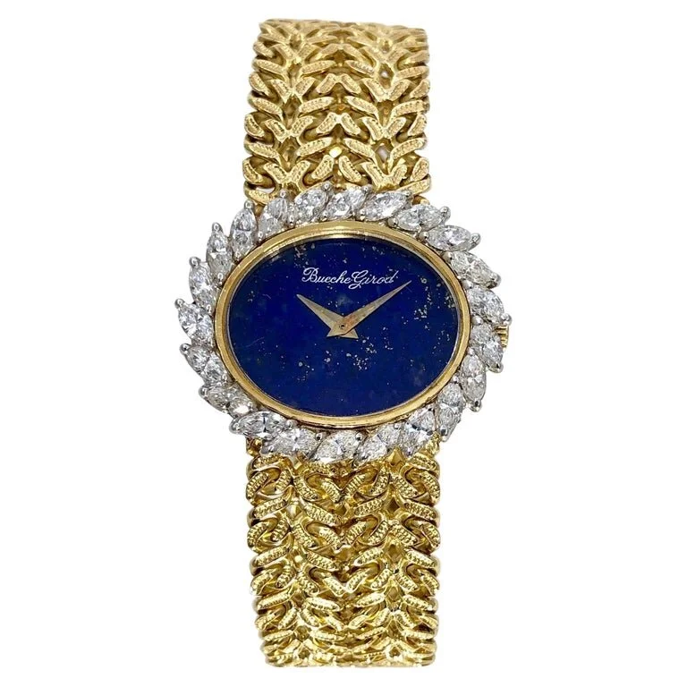 Mouvement De Montre Bueche Girod 17 Rubis, 5 Positions, Double Temps - Cadran Onyx Et Diamants - Occasion