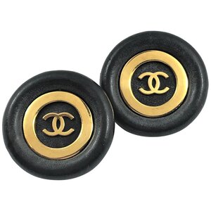 Chanel Vintage Collection 29 Large Oversized Gold and Black CC Logo Statement Giant Stud Earrings