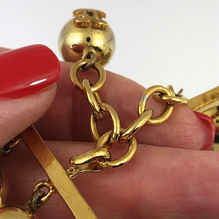 Vintage CHANEL Gold Chain Link Cuff Bracelet Bangle Rare  eBay