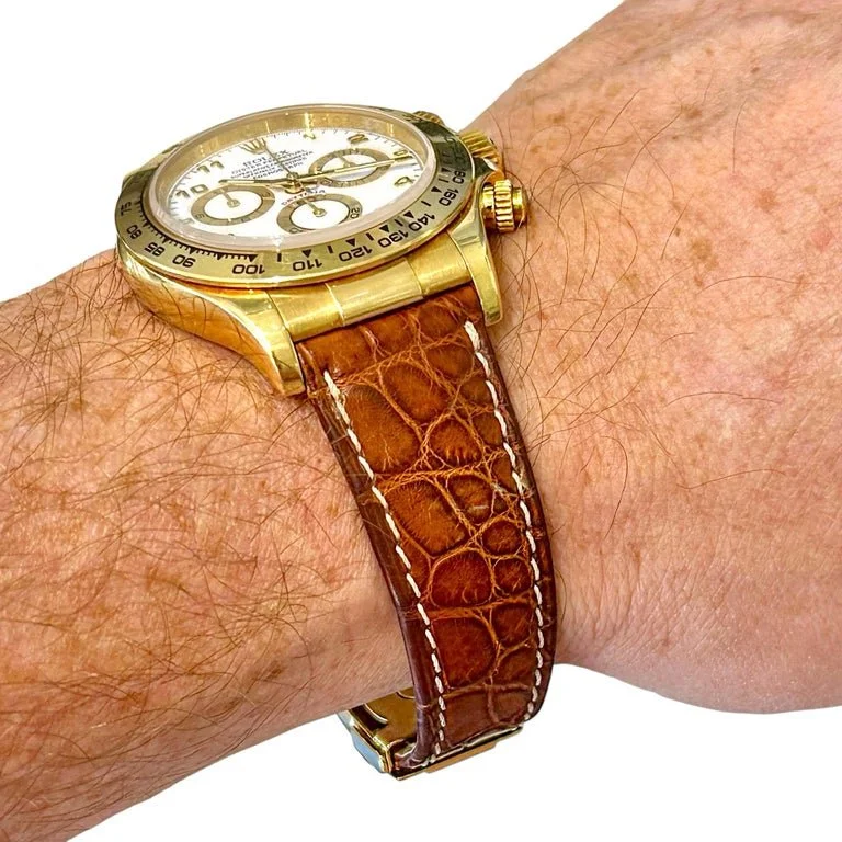 モロオカ 1/50 1500VD Gold Rolex Cosmograph Daytona with White Dial on Crocodile