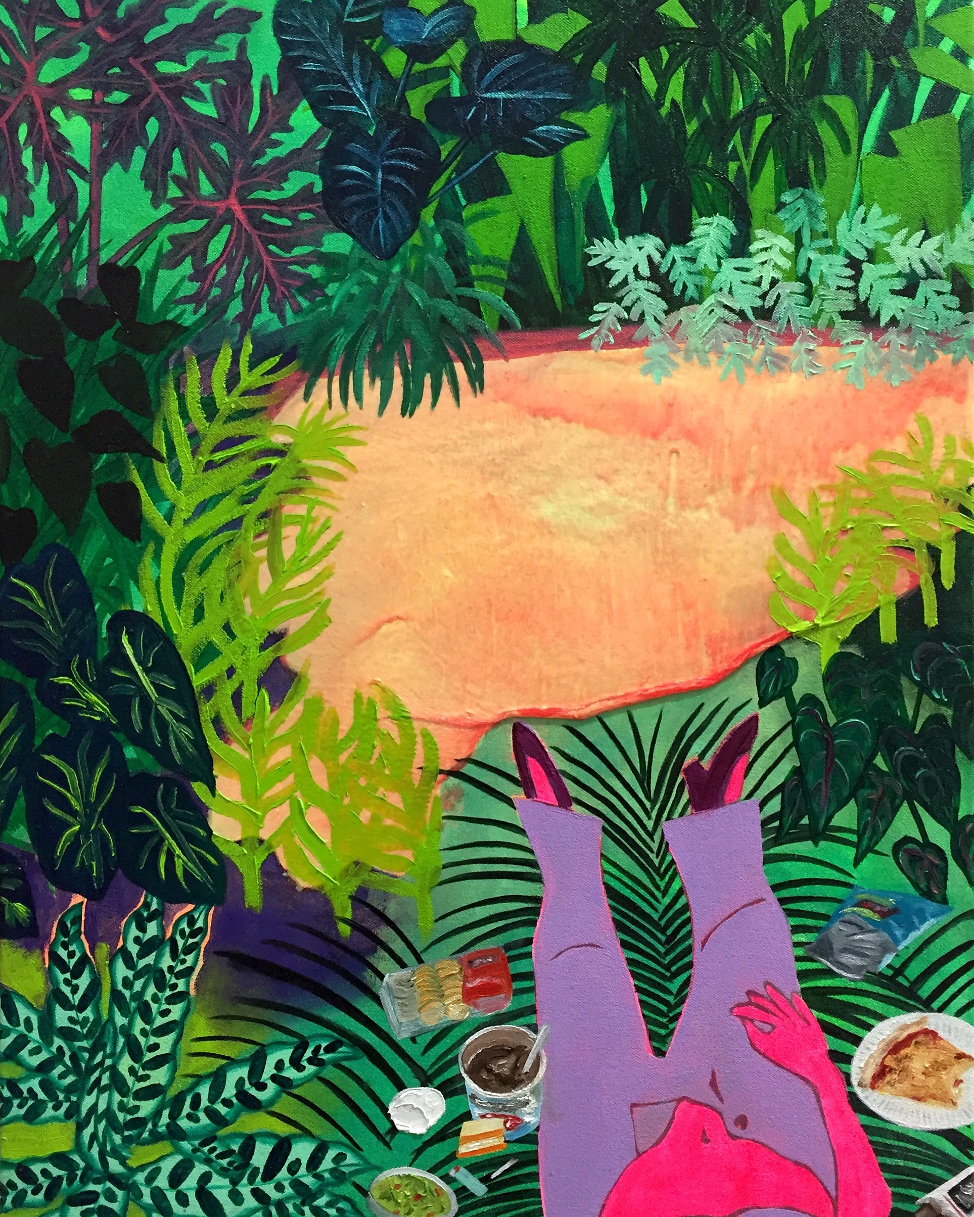   Bad Habits Lagoon , 2017, oil and acrylic on canvas, 24 x 18” 